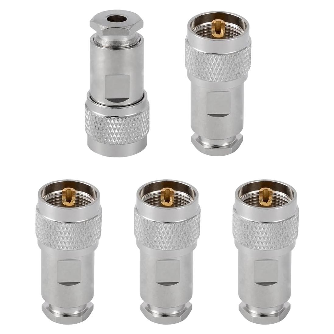 5 Conectores Macho PL-259 POBADY 50 Ohm para RG58 RG400