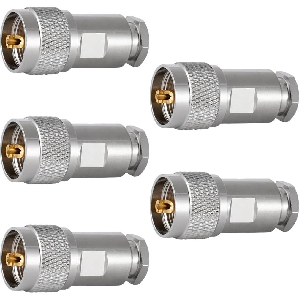 5 Conectores Macho PL-259 POBADY 50 Ohm para RG58 RG400