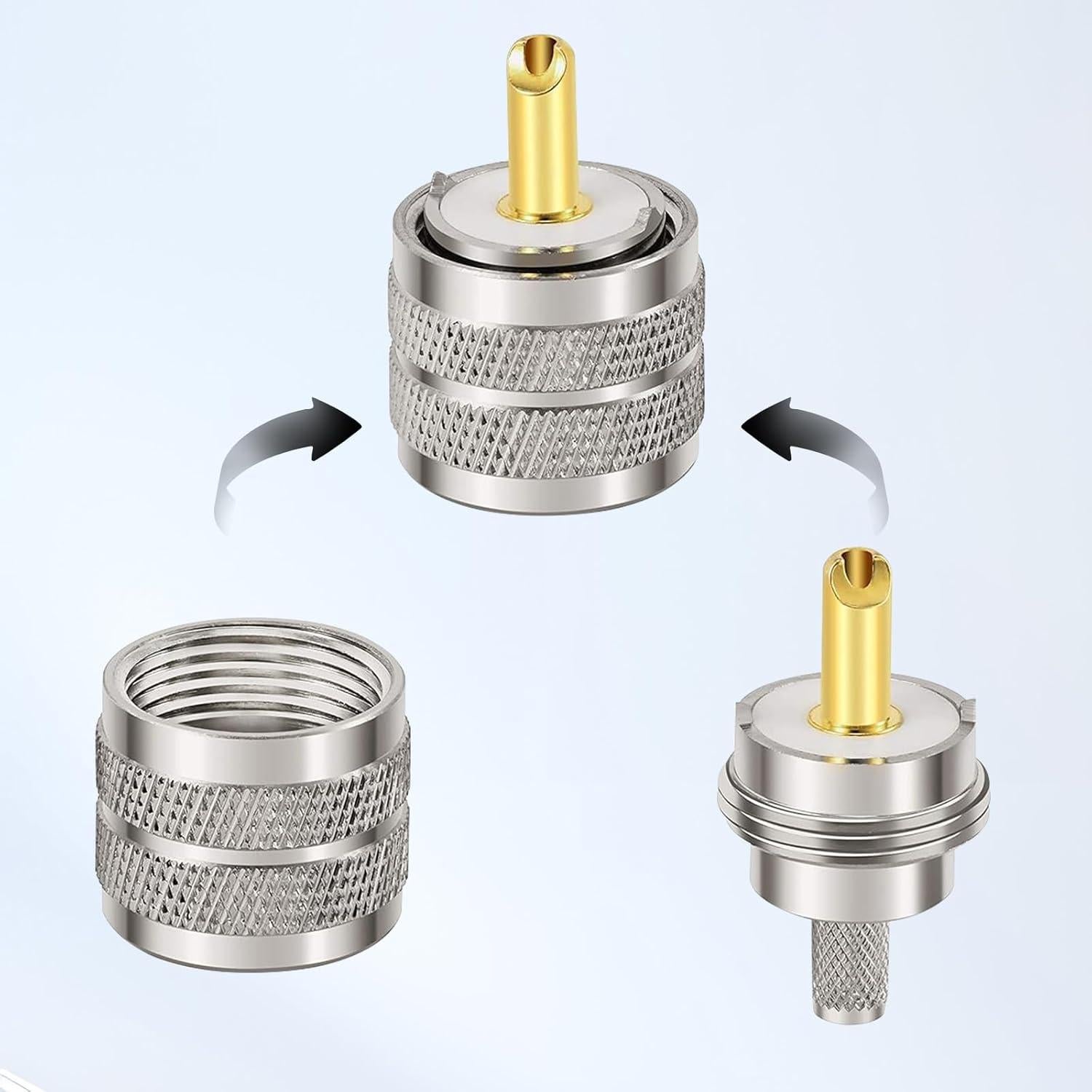 Conector Coaxial UHF Macho PL259 5PCS - RG58, 50 Ohm