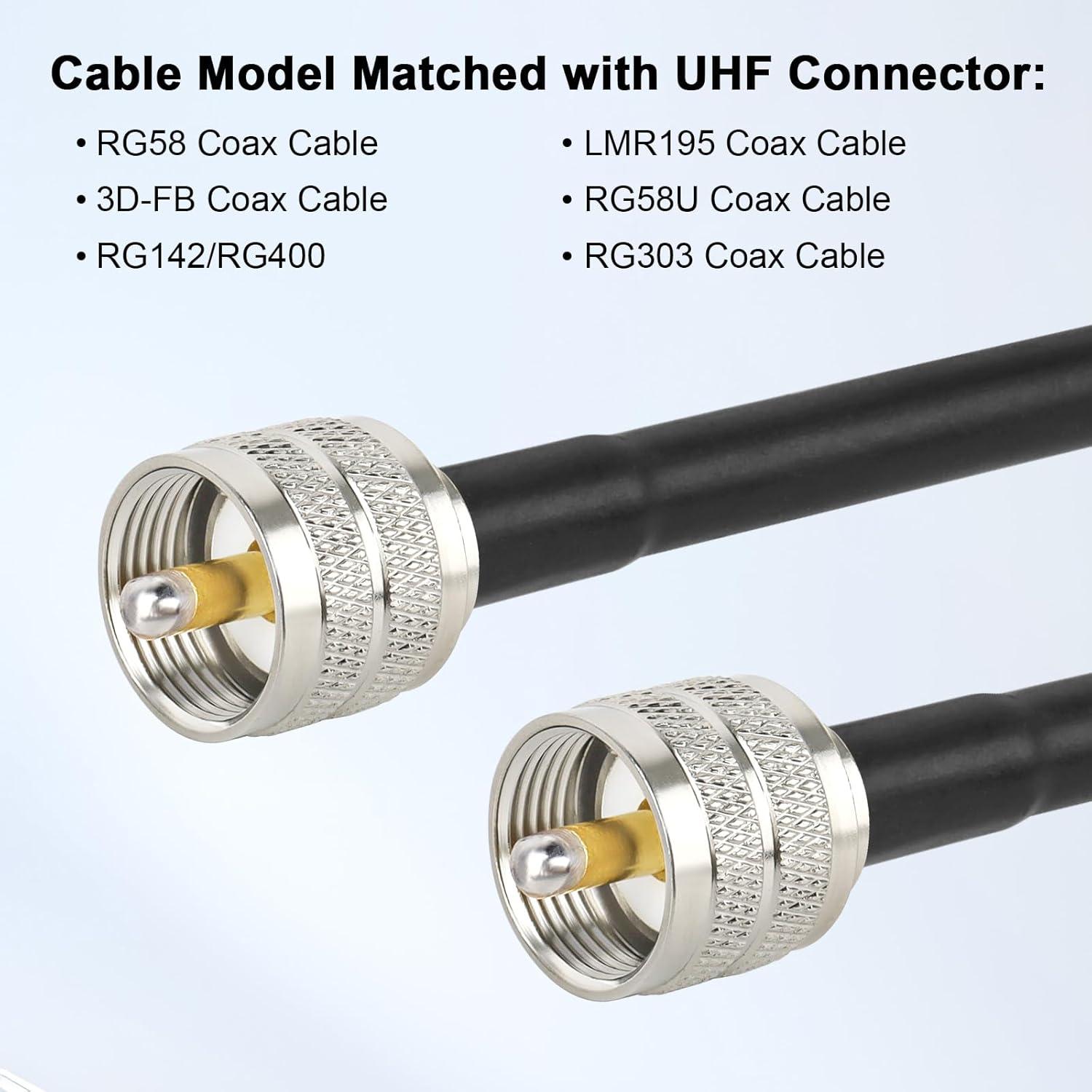 Conector Coaxial UHF Macho PL259 5PCS - RG58, 50 Ohm