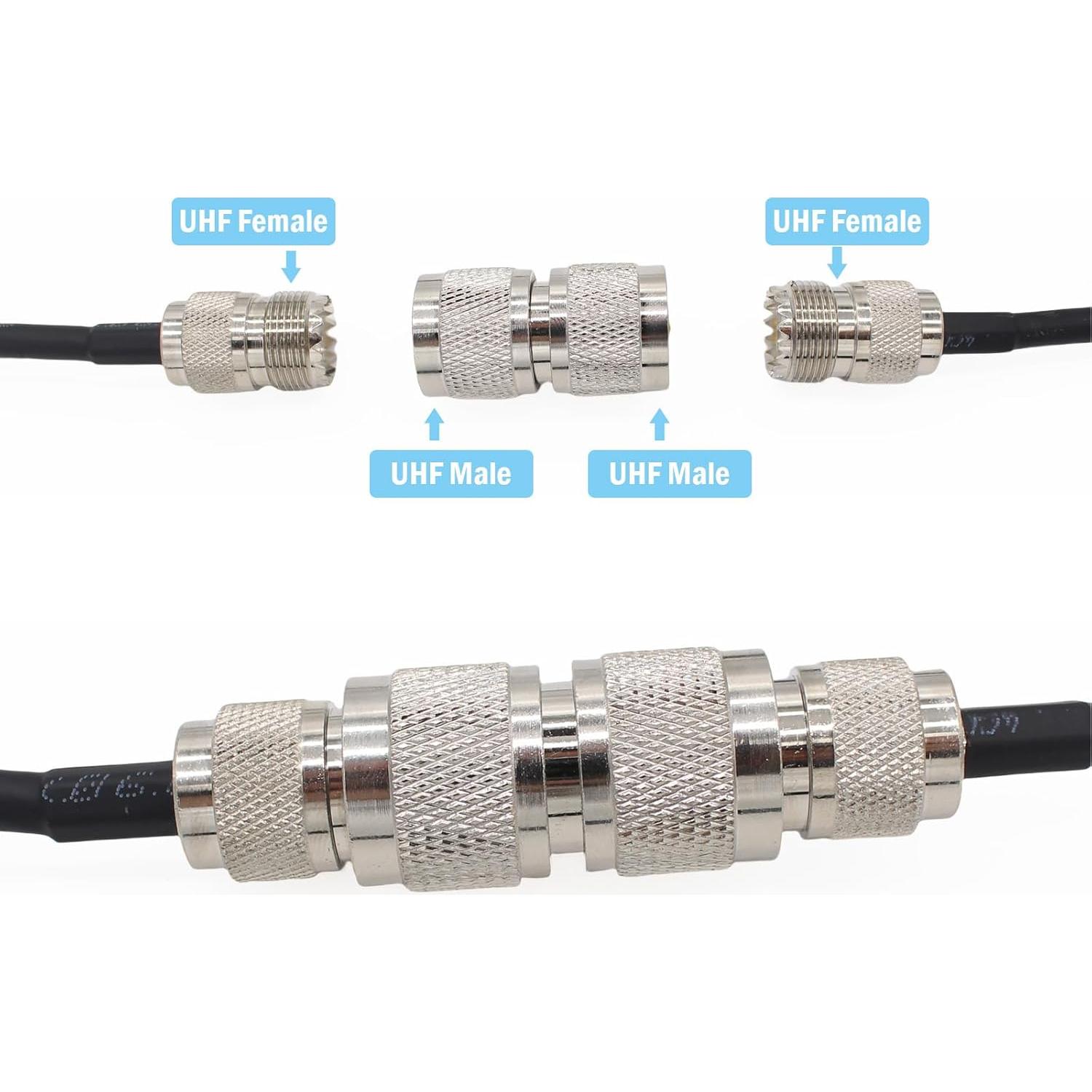 Conector UHF Macho a Macho 2-Pack Exgoofit para Radio CB