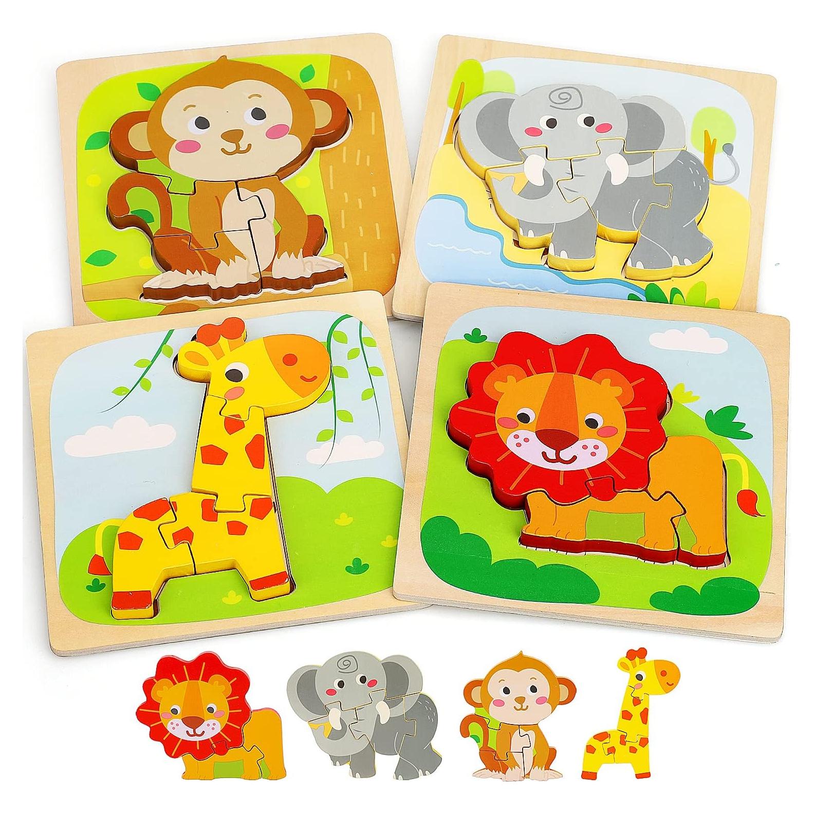 Rompecabezas de Madera TOY Life 4 Piezas Animales para Niños