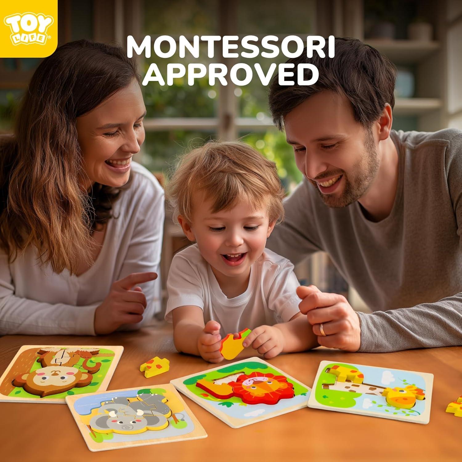 Rompecabezas de Madera TOY Life 4 Piezas Animales para Niños