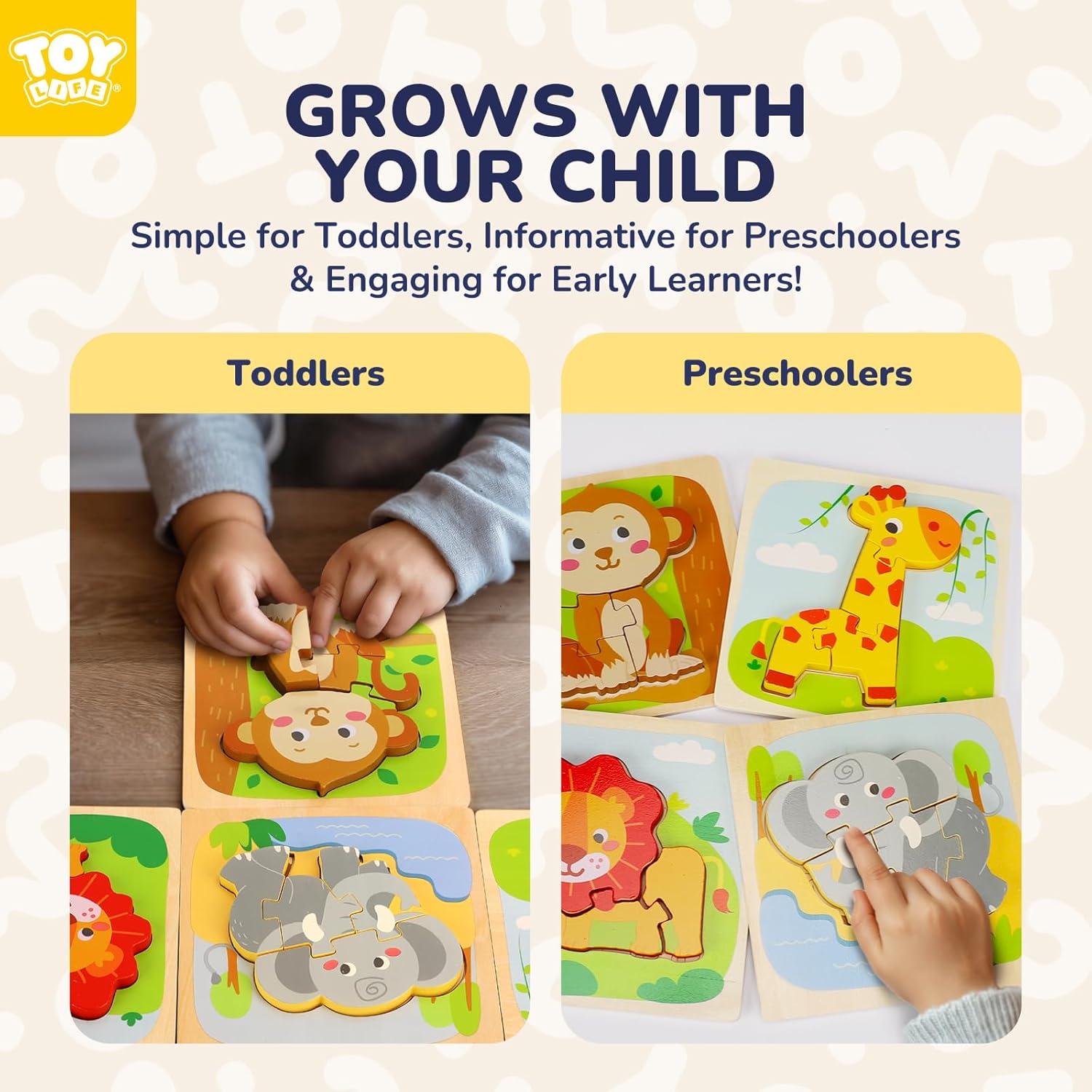 Rompecabezas de Madera TOY Life 4 Piezas Animales para Niños