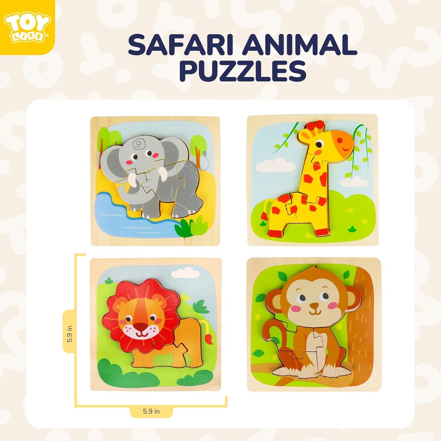 Rompecabezas de Madera TOY Life 4 Piezas Animales para Niños