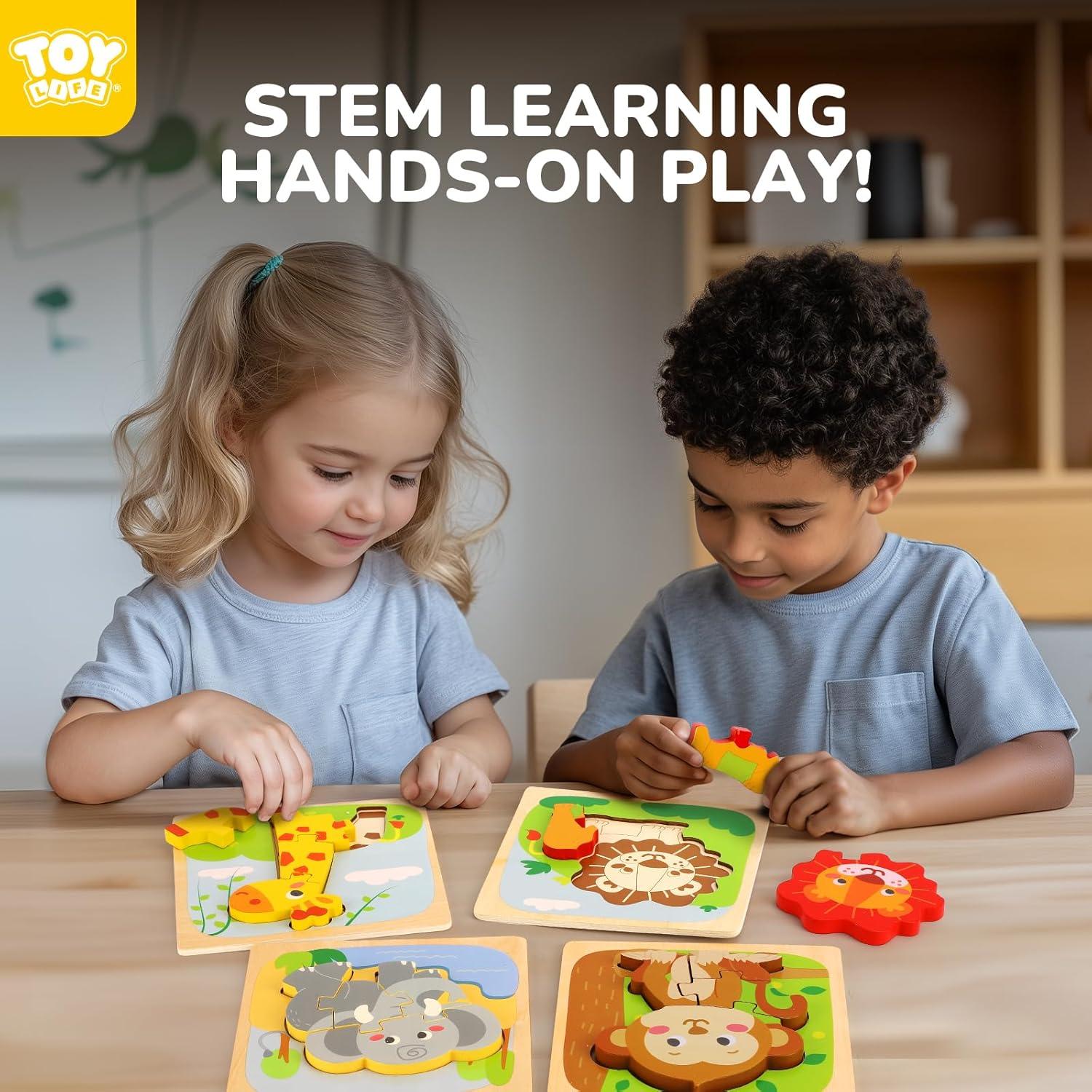 Rompecabezas de Madera TOY Life 4 Piezas Animales para Niños