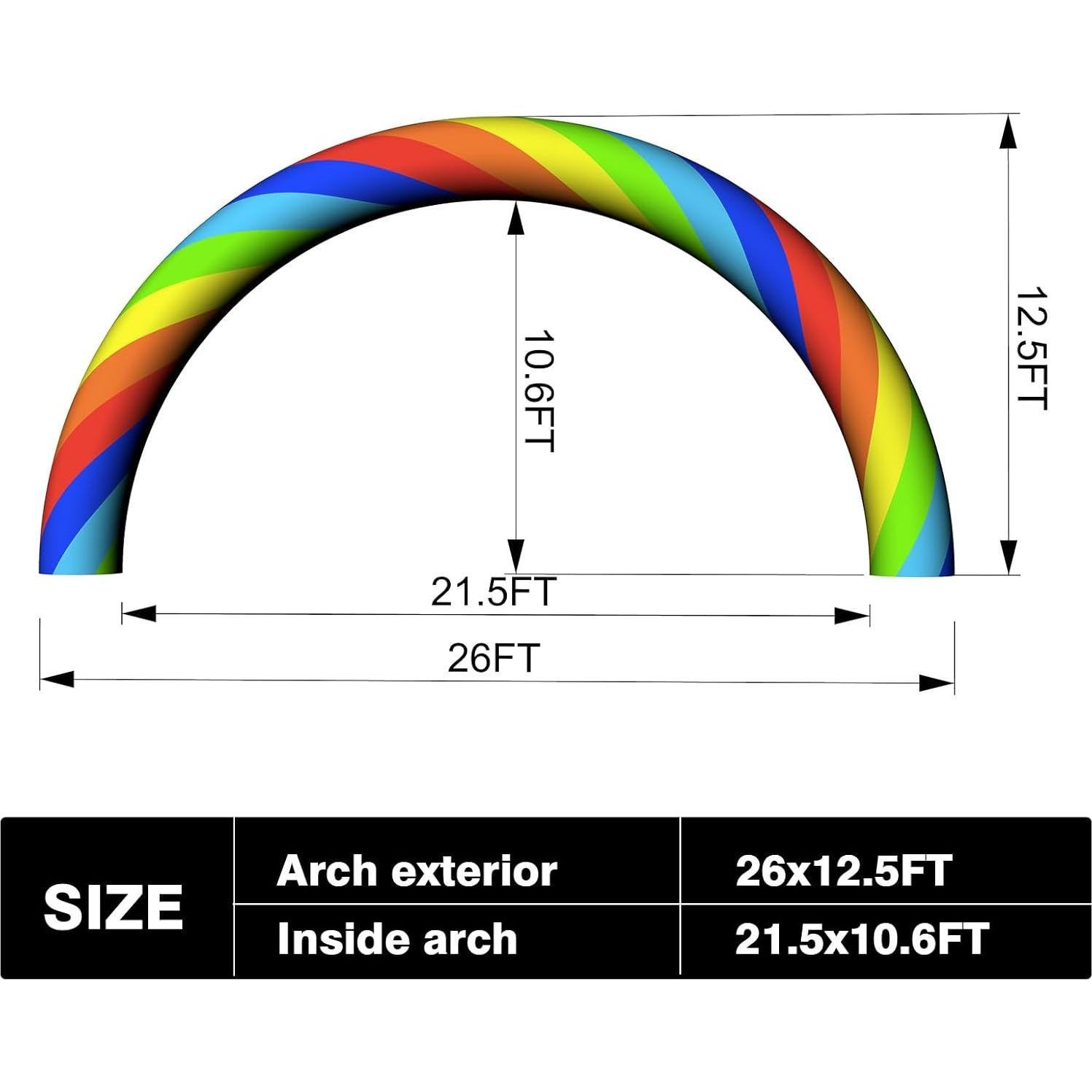 Arco Inflable Arcoíris OZIS 8m con Ventilador 150W para Eventos
