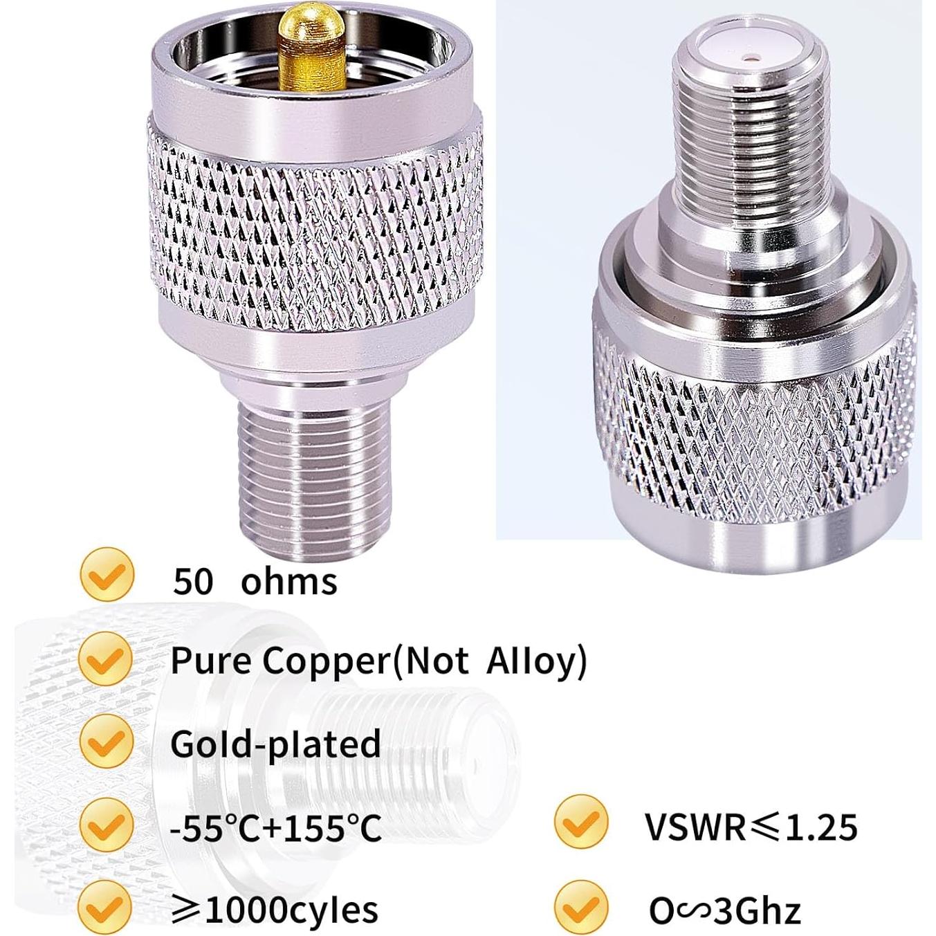 Adaptador UHF a F CNARIO A41 - 2 Conectores Coaxiales