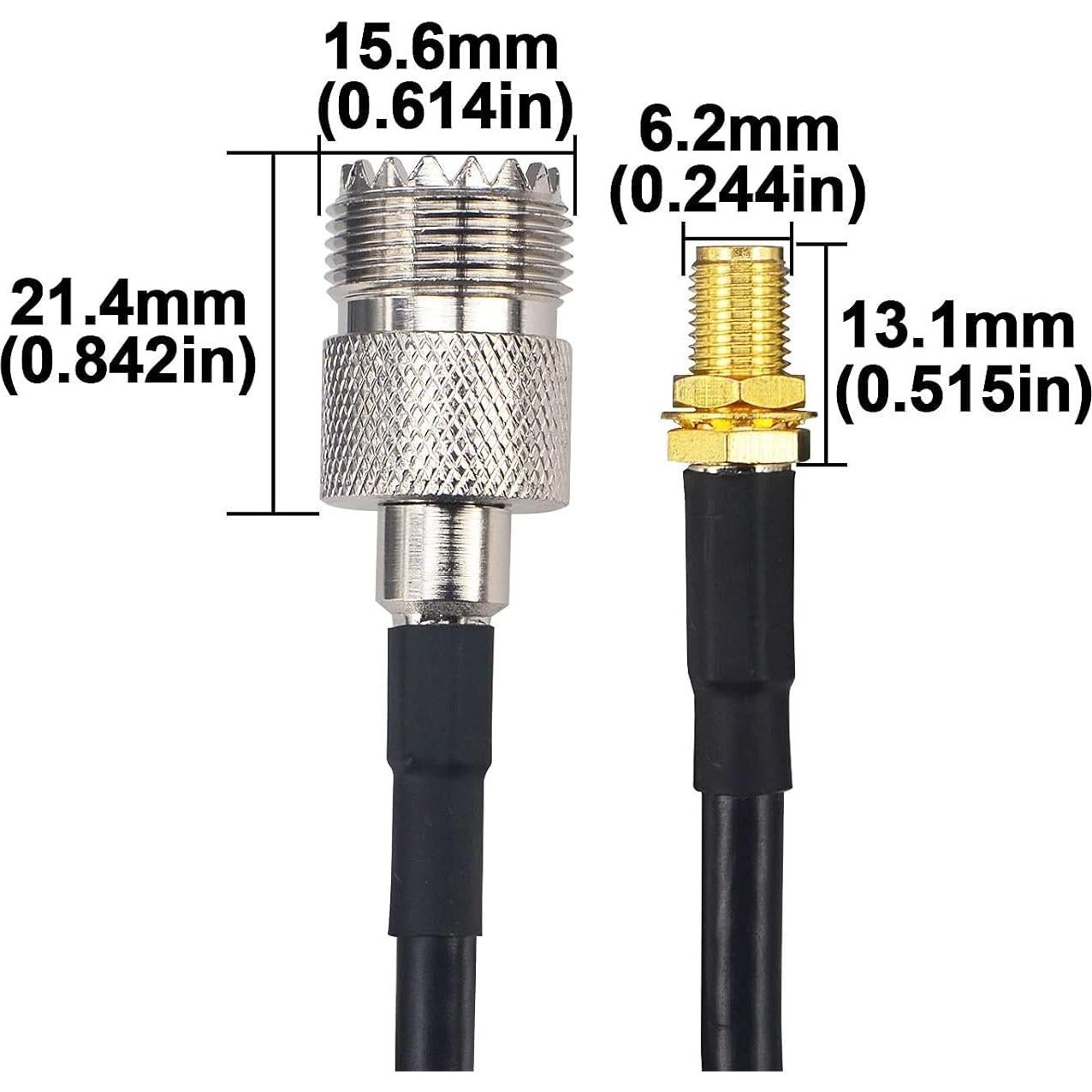 Cable Coaxial RG58 2m UHF Femenino a SMA Femenino BOOBRIE