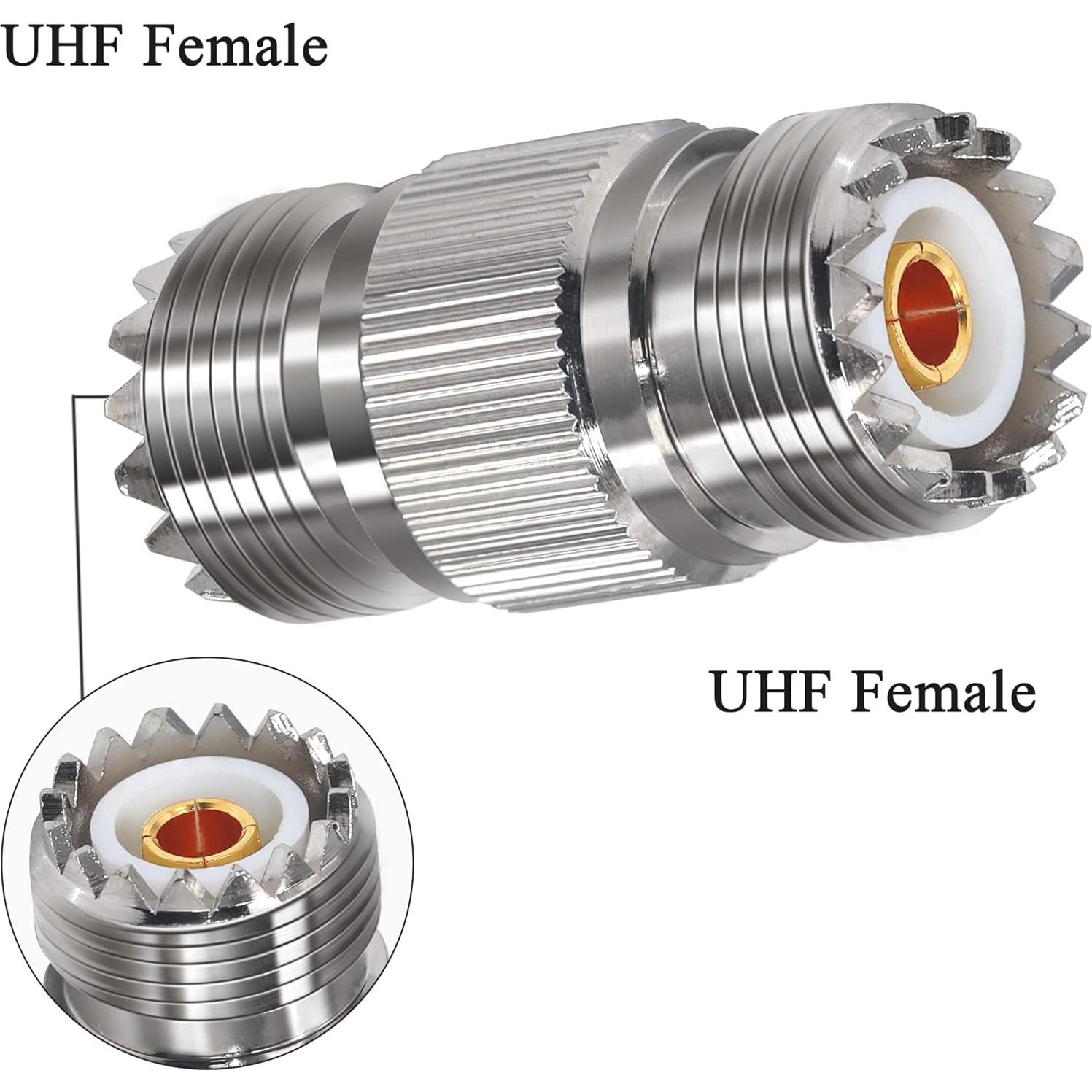 Adaptador Coaxial UHF Femenino TUOLNK PL259 2 Pcs 50 Ohmios