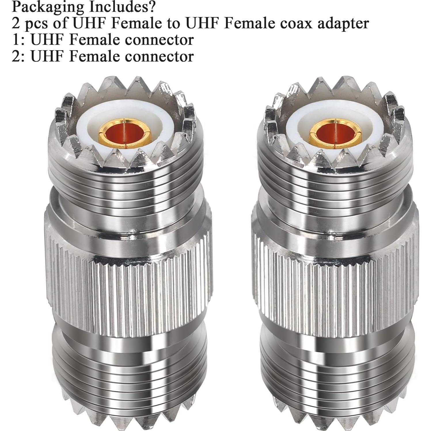 Adaptador Coaxial UHF Femenino TUOLNK PL259 2 Pcs 50 Ohmios