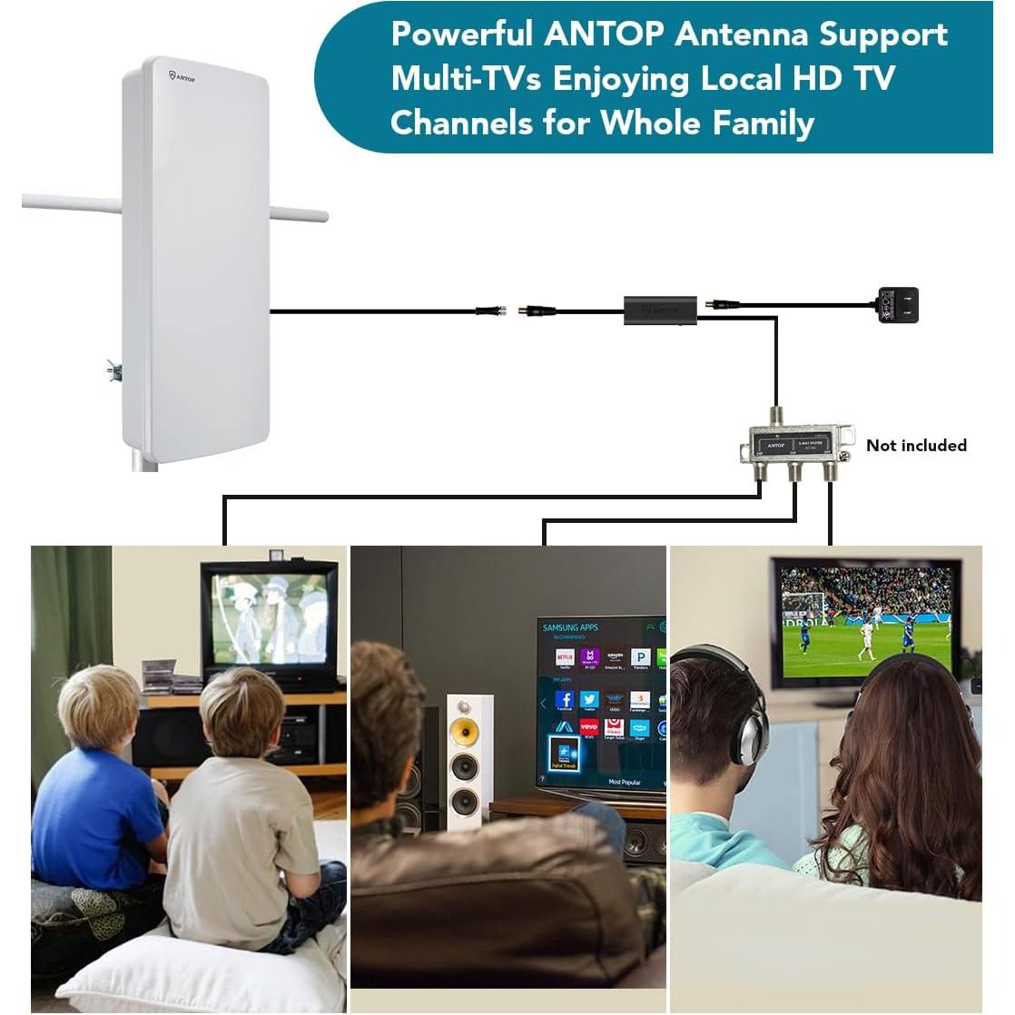 Antena HDTV Antop Big Boy AT-400BV Amplificada 4K 137km