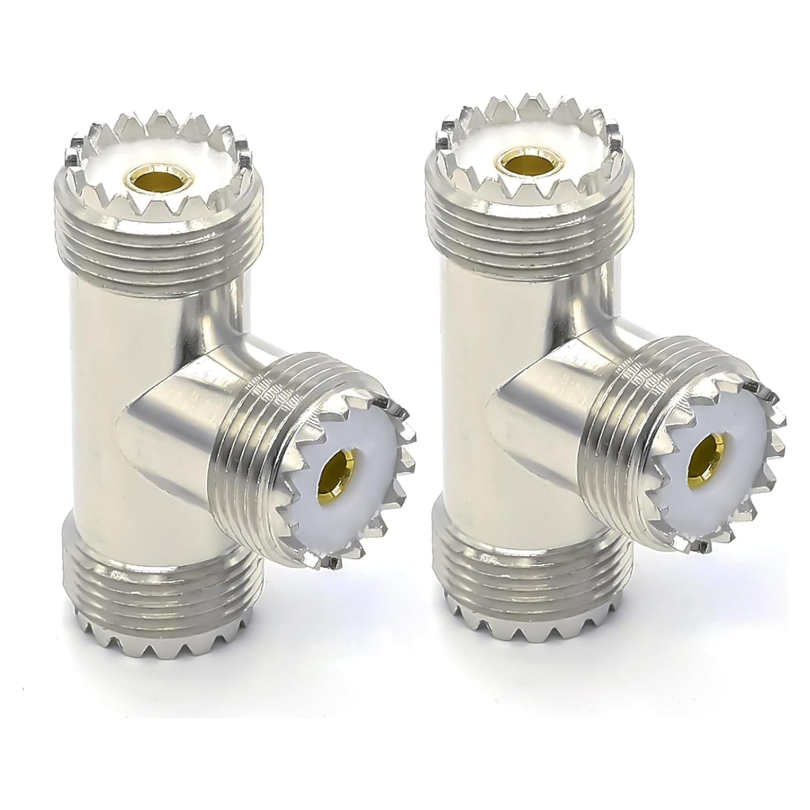 Adaptador Coaxial Divisor en T UHF Doble Femenino 2PCS