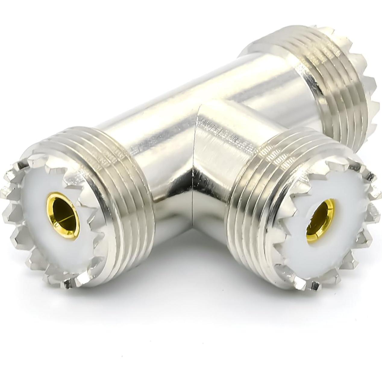 Adaptador Coaxial Divisor en T UHF Doble Femenino 2PCS