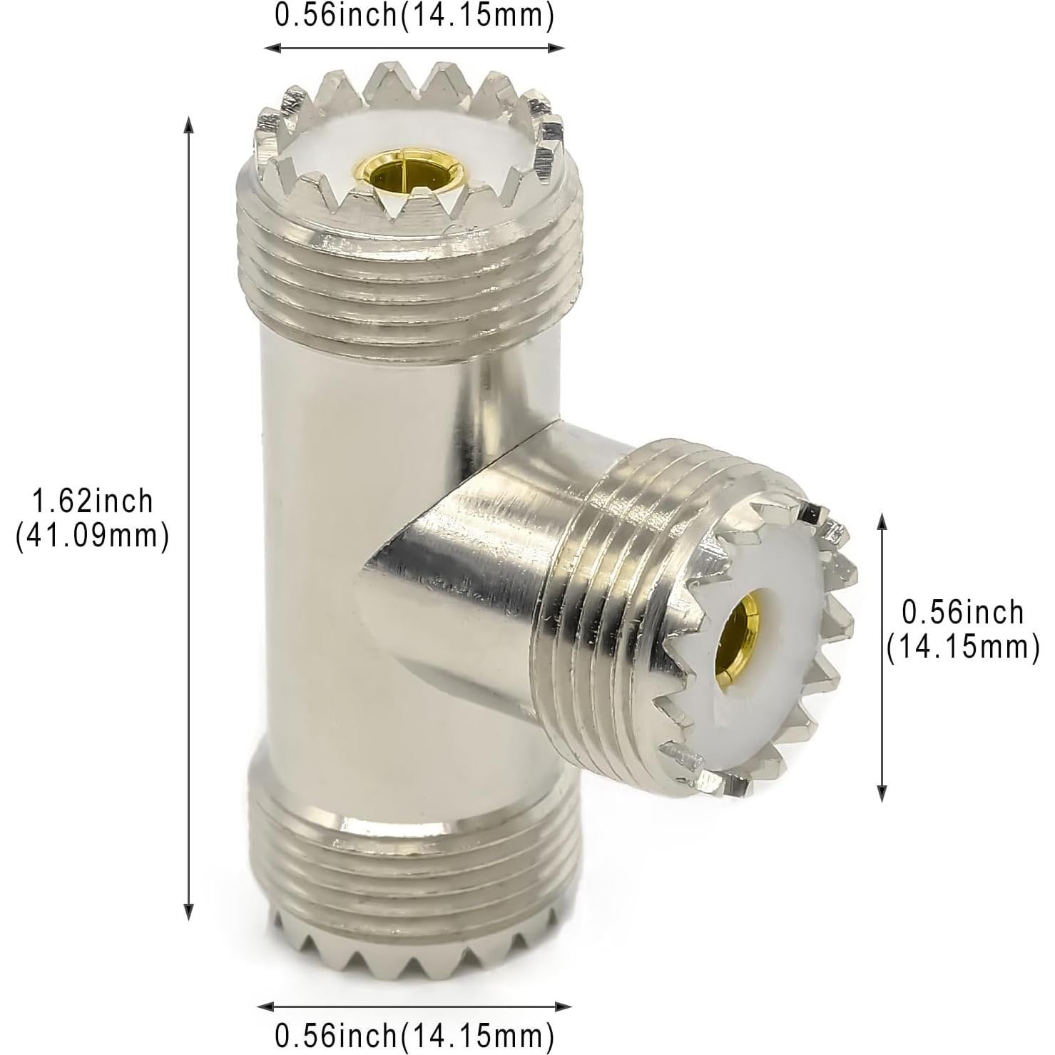 Adaptador Coaxial Divisor en T UHF Doble Femenino 2PCS