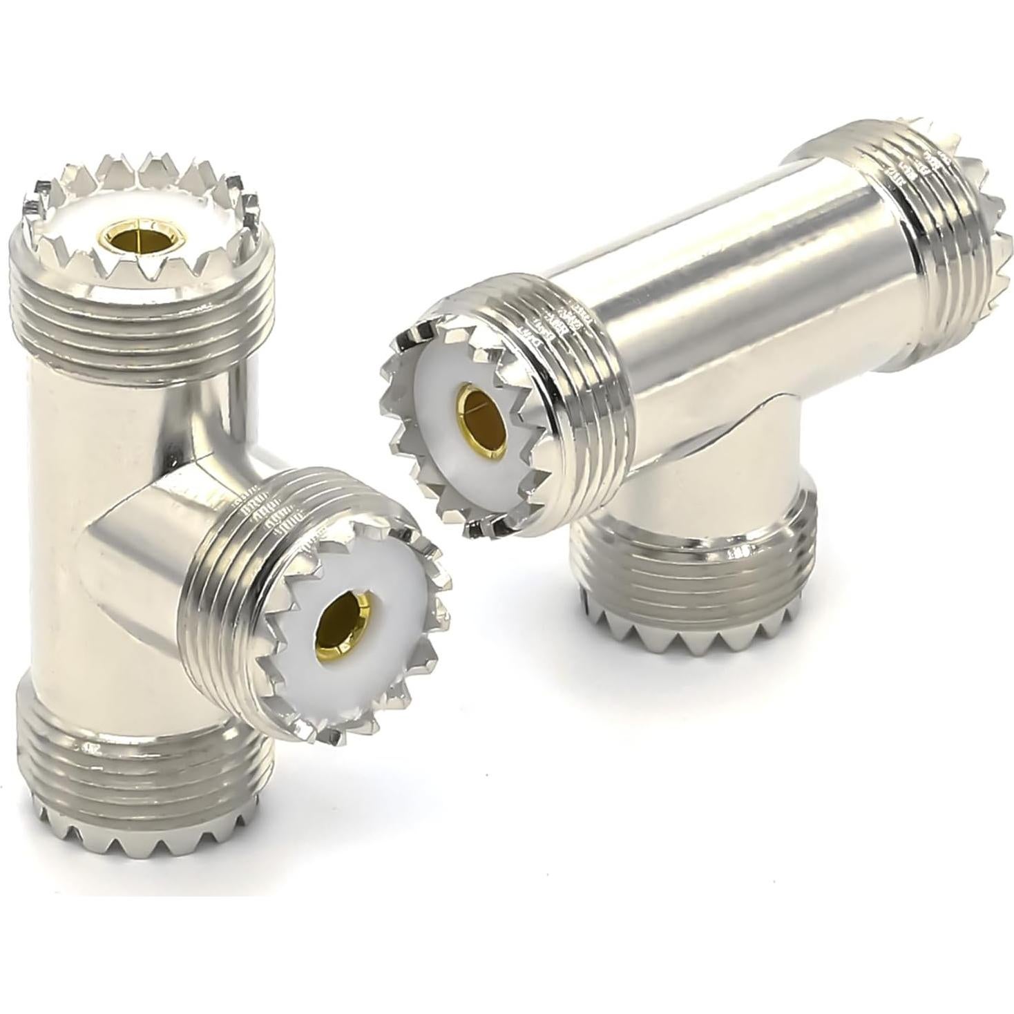 Adaptador Coaxial Divisor en T UHF Doble Femenino 2PCS