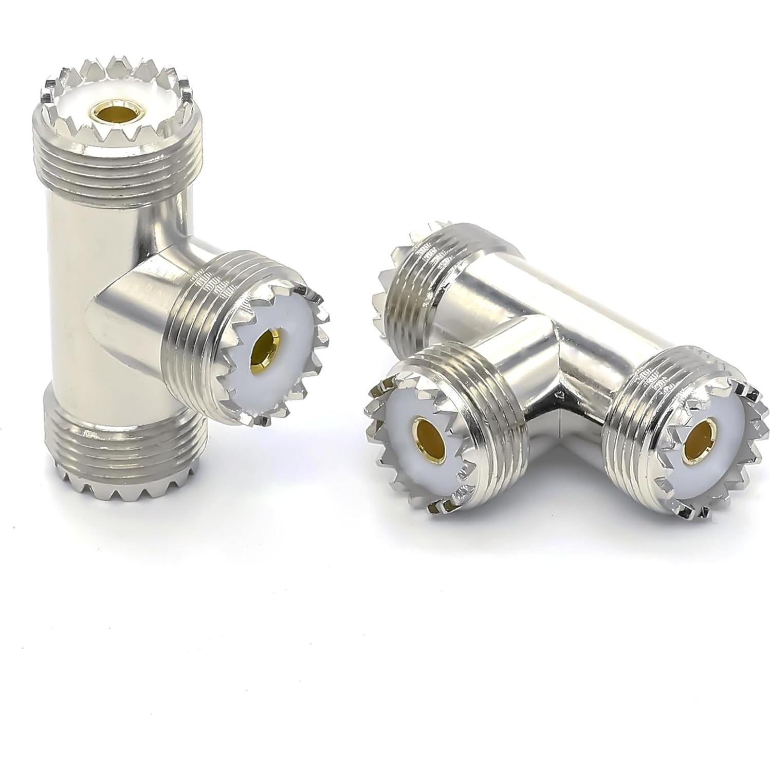 Adaptador Coaxial Divisor en T UHF Doble Femenino 2PCS