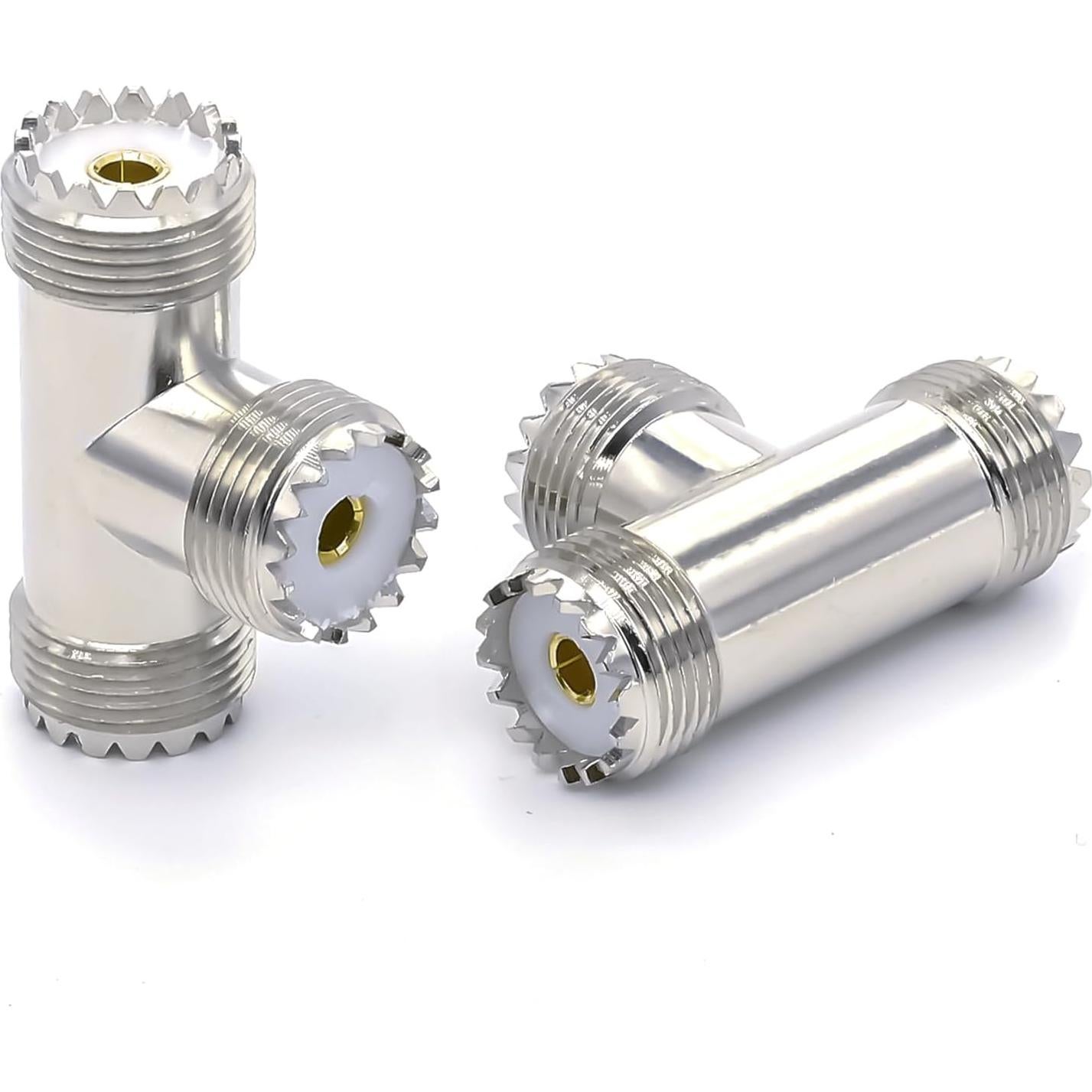 Adaptador Coaxial Divisor en T UHF Doble Femenino 2PCS