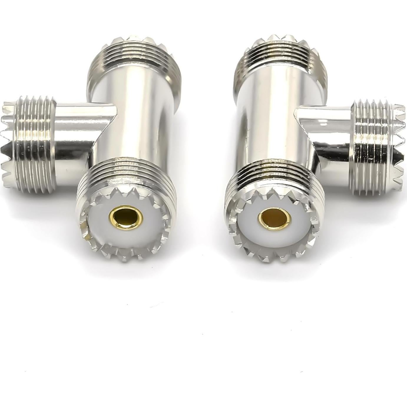 Adaptador Coaxial Divisor en T UHF Doble Femenino 2PCS