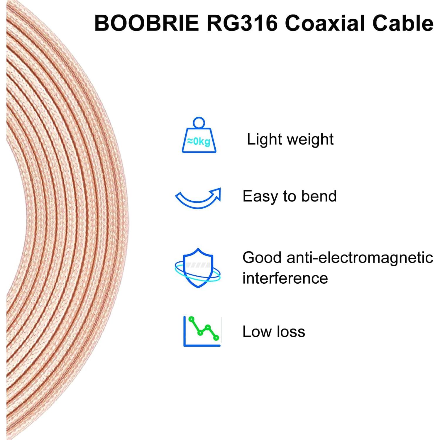 Cable Coaxial RG316 15cm SMA Femenino a UHF Femenino 2PCS