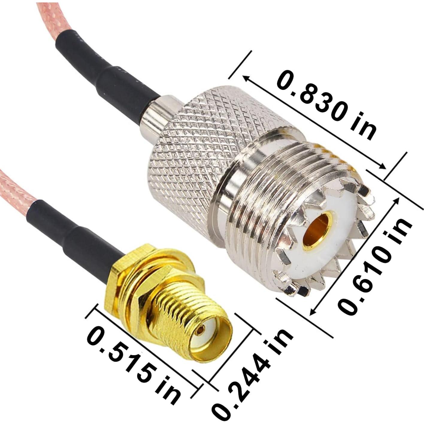 Cable Coaxial RG316 15cm SMA Femenino a UHF Femenino 2PCS