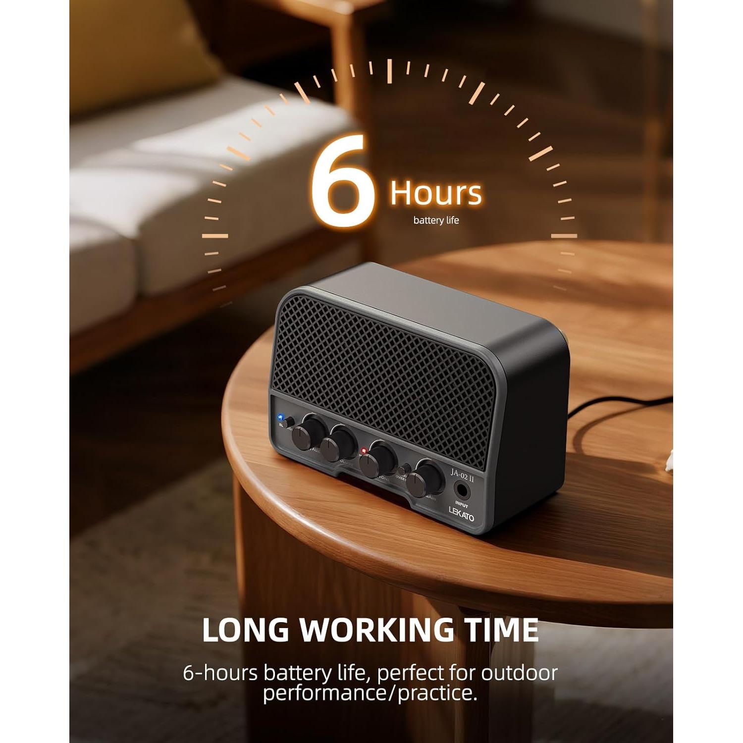 Amplificador de Guitarra Recargable LEKATO 5W Bluetooth Negro