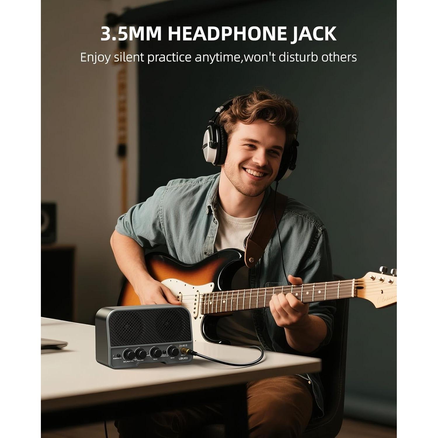 Amplificador de Guitarra Recargable LEKATO 5W Bluetooth Negro