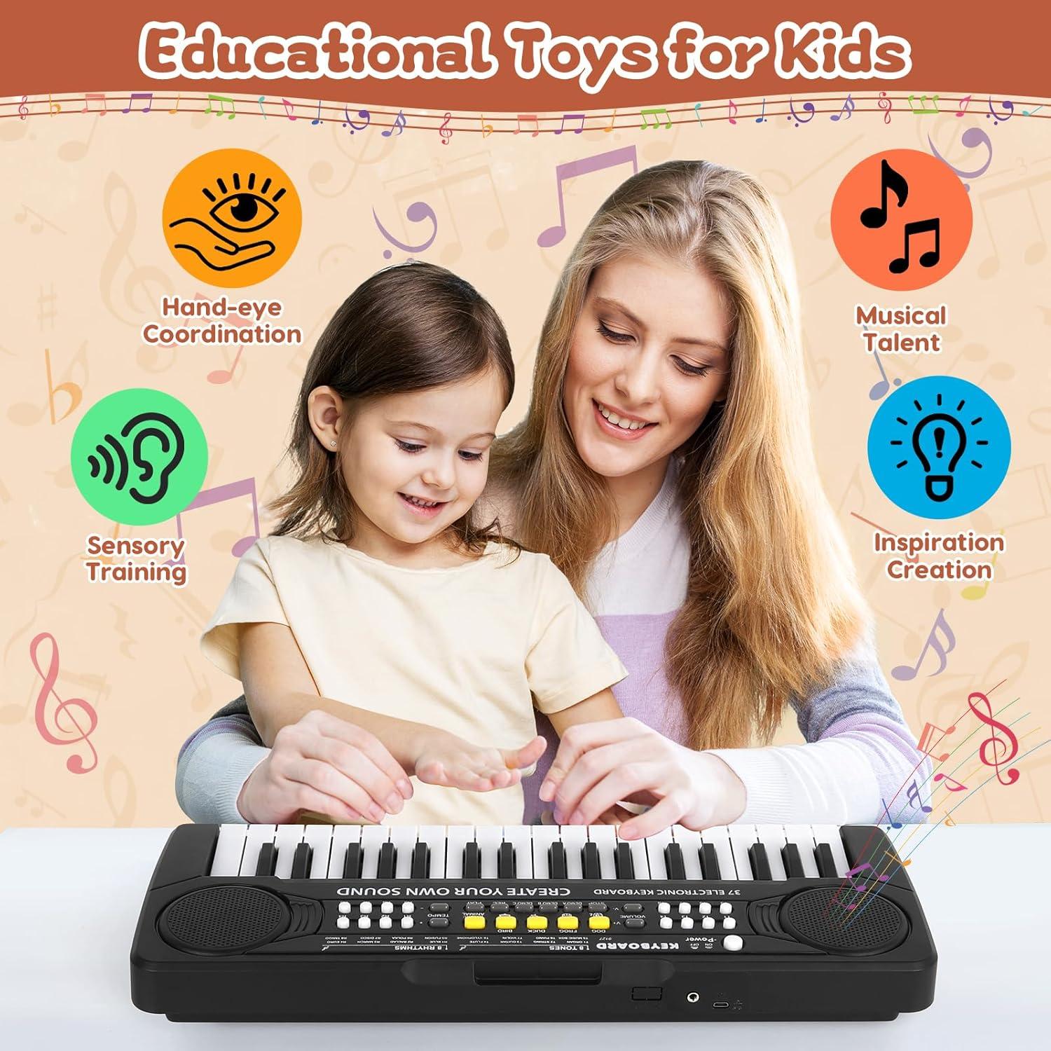 Teclado de Piano Infantil M SANMERSEN 37 Teclas con Micrófono