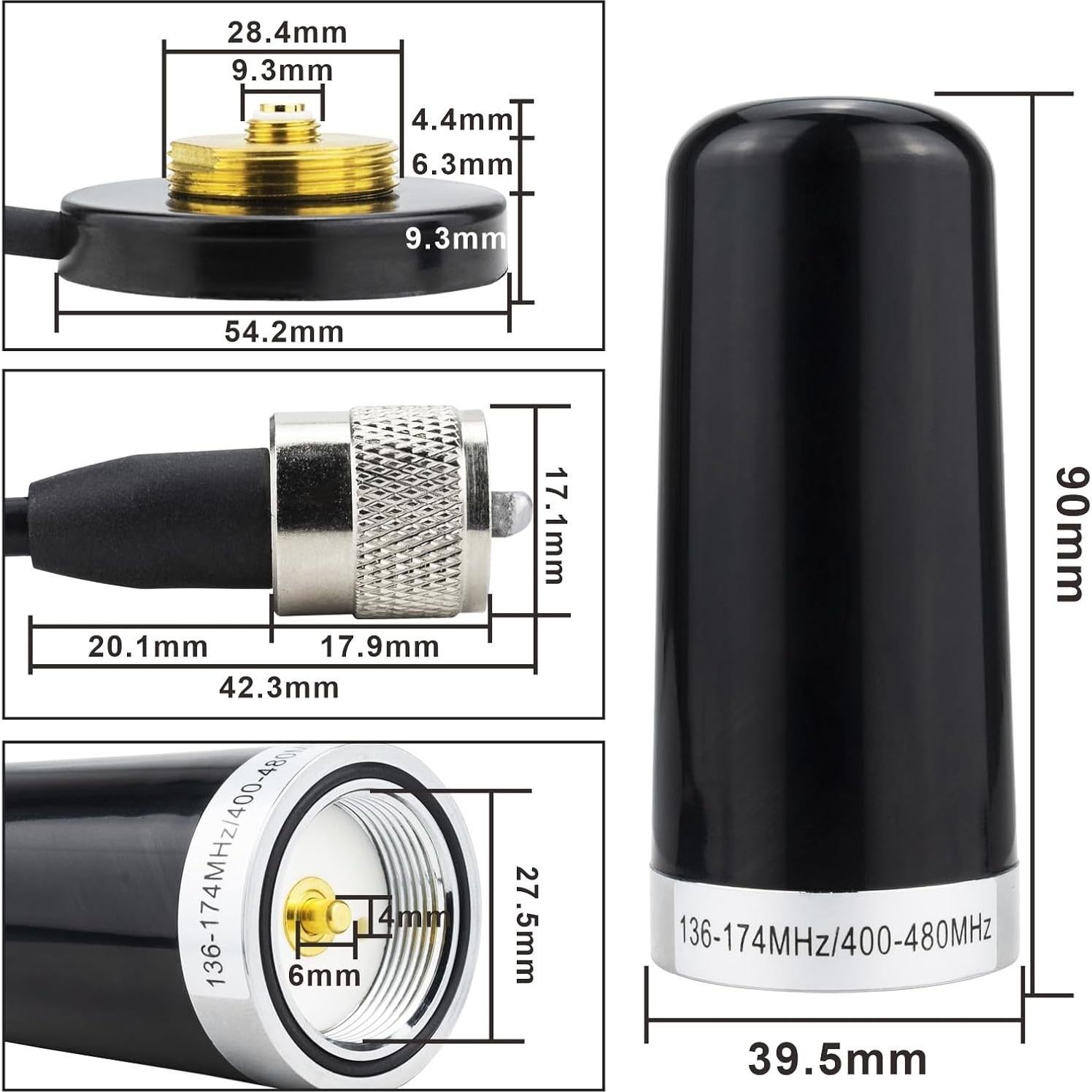 Antena VHF UHF Doble Banda 3.5" PL259 Base Magnética