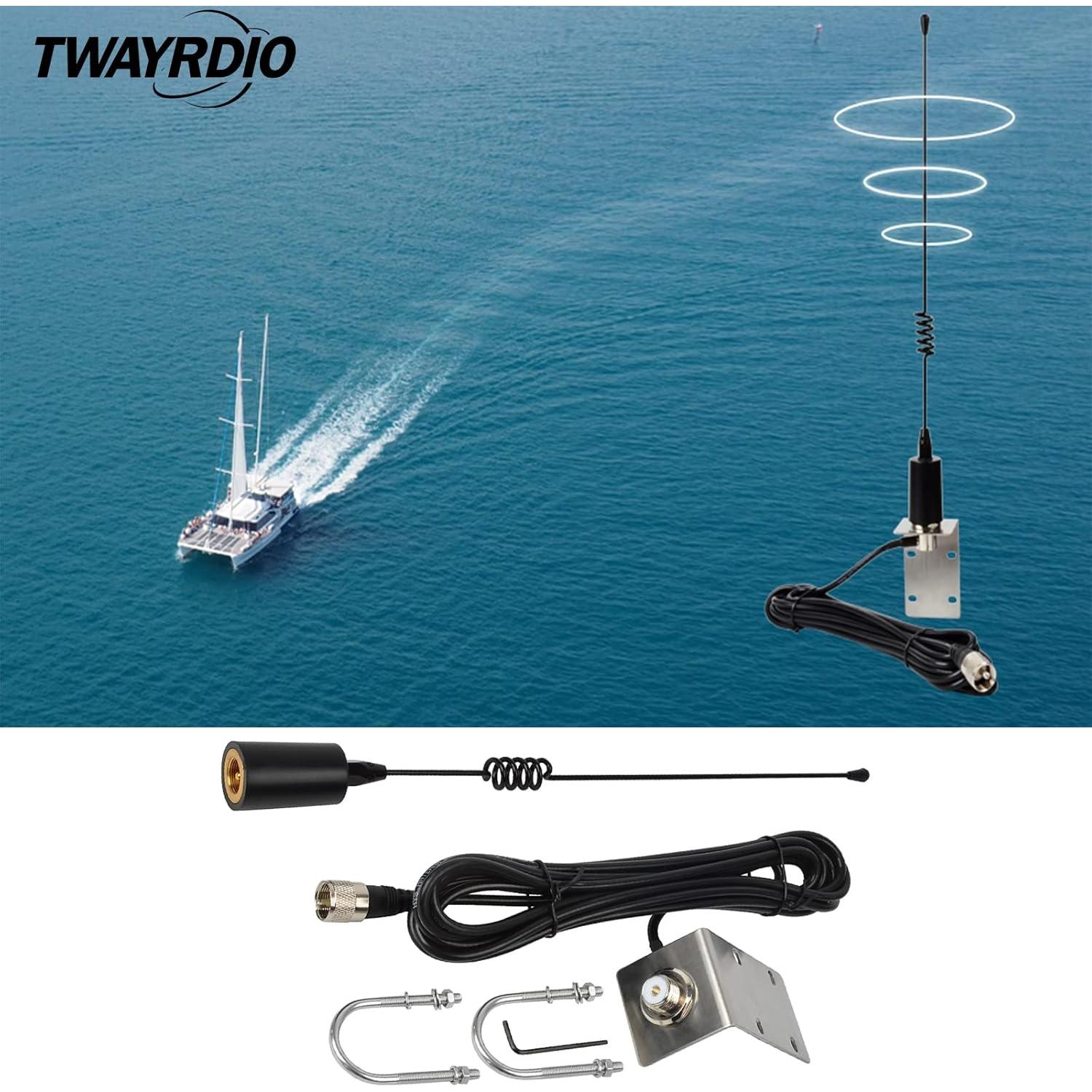 Antena Marina VHF TWAYRDIO 156-163MHz 50W con Cable 5m
