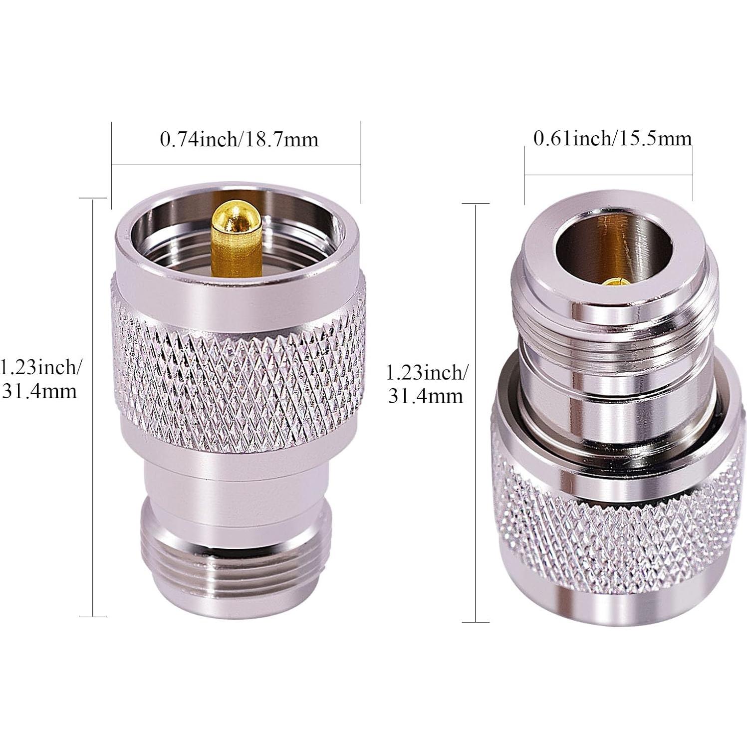 Adaptador Coaxial UHF Macho a N Hembra 2 Pcs CNARIO