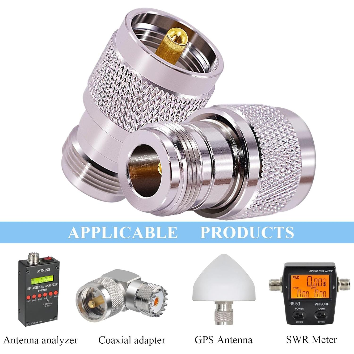 Adaptador Coaxial UHF Macho a N Hembra 2 Pcs CNARIO