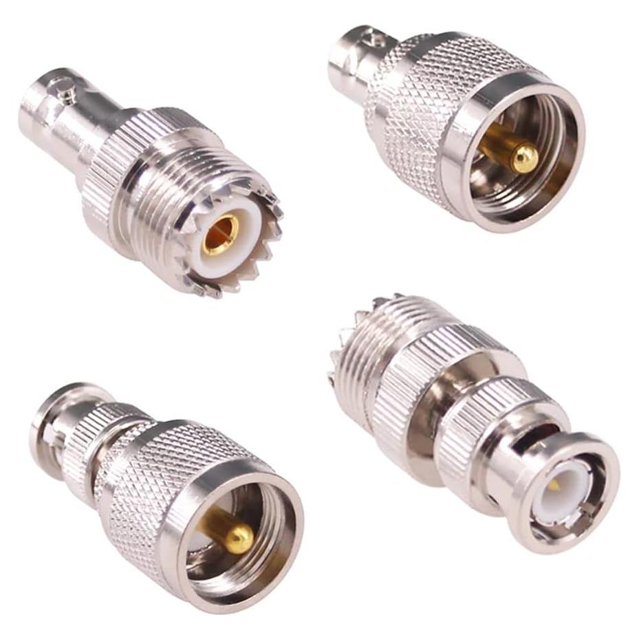 4 Adaptadores Coaxiales BNC a UHF RFaha - 50 Ohmios