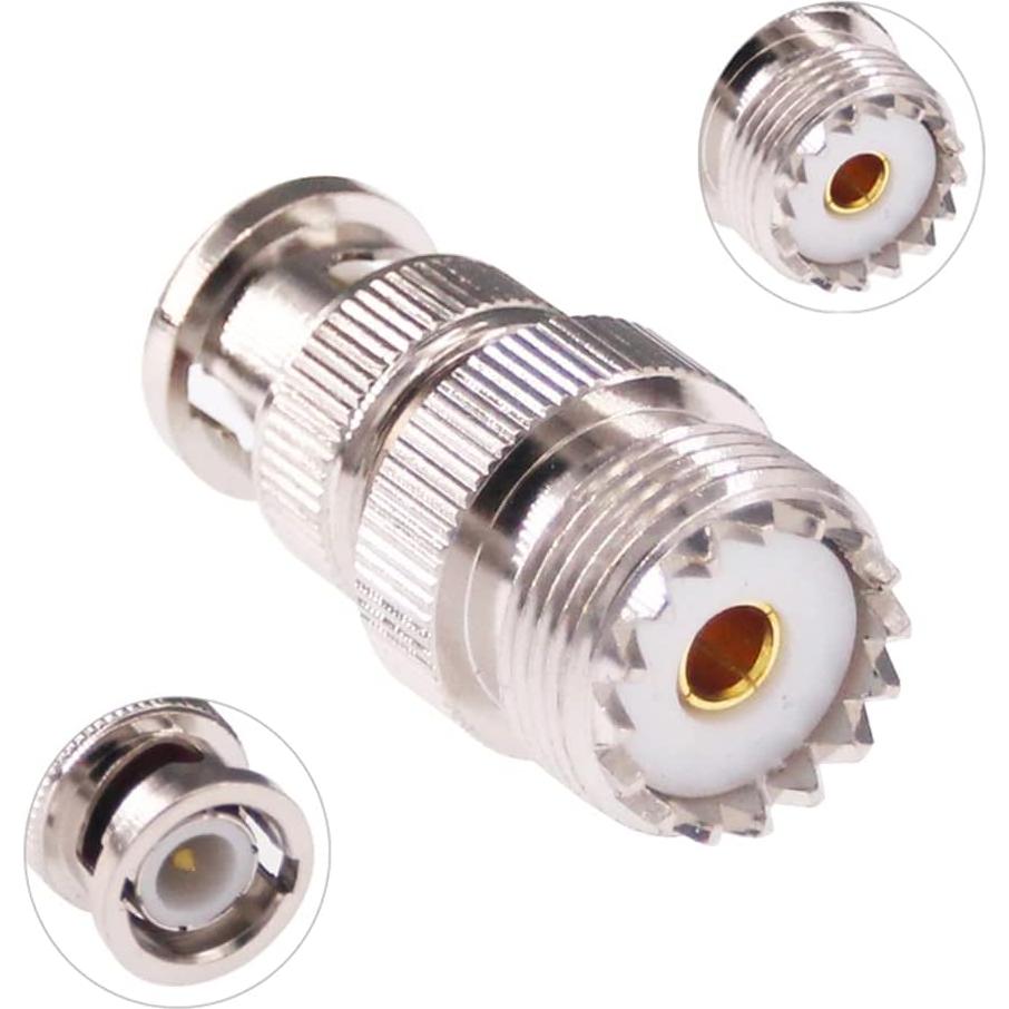 4 Adaptadores Coaxiales BNC a UHF RFaha - 50 Ohmios