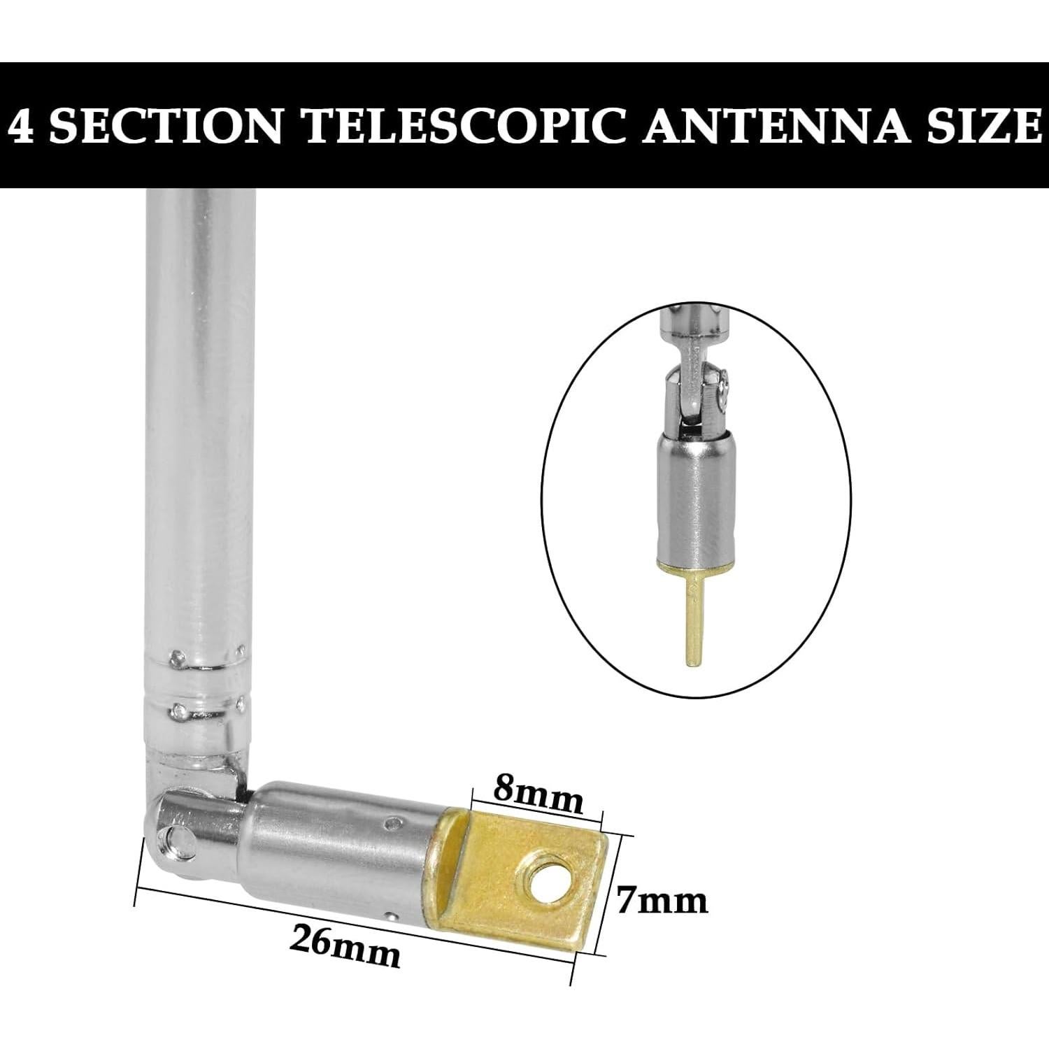 Antena Telescópica Aifeier ET 2 Pcs 61 cm Acero Inoxidable