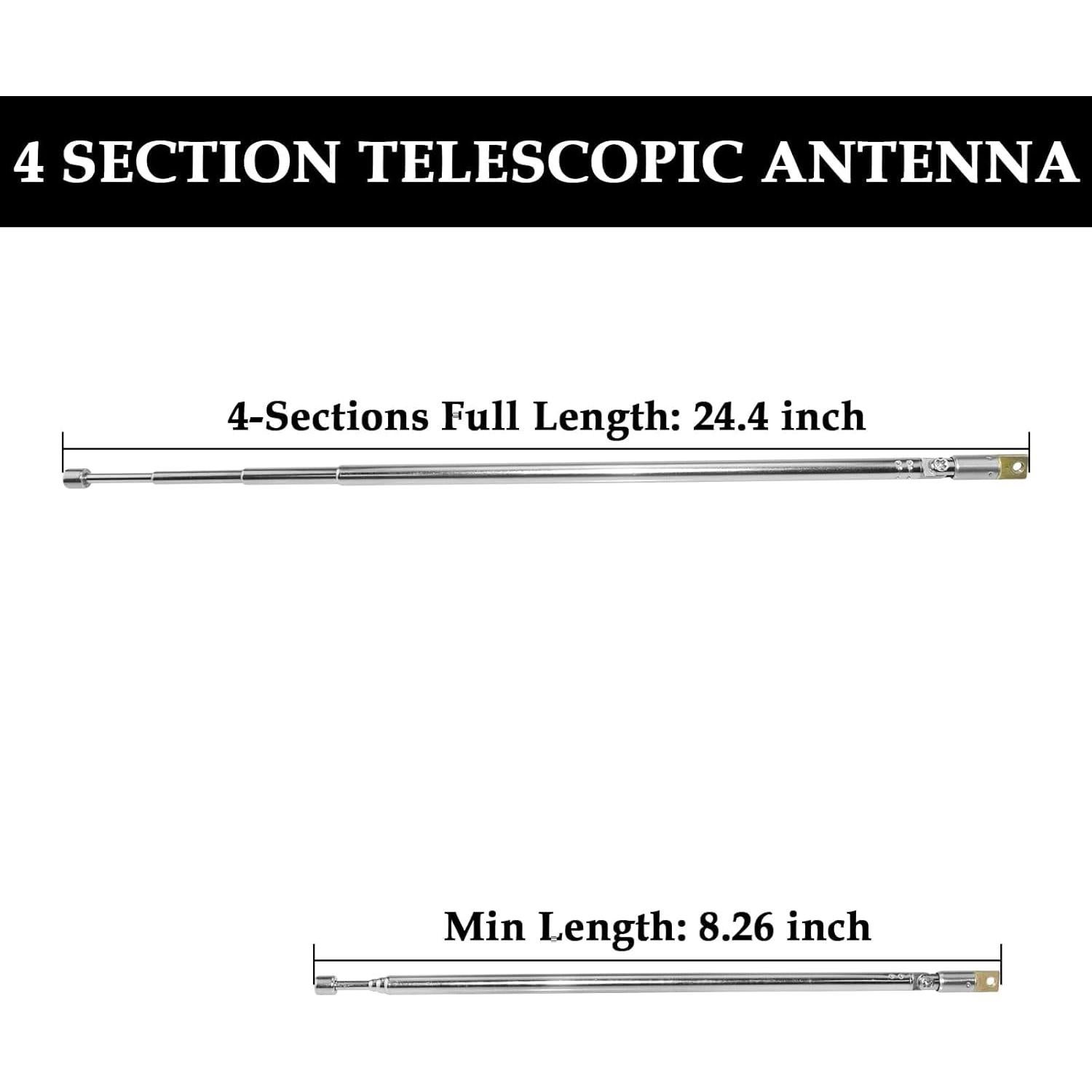 Antena Telescópica Aifeier ET 2 Pcs 61 cm Acero Inoxidable