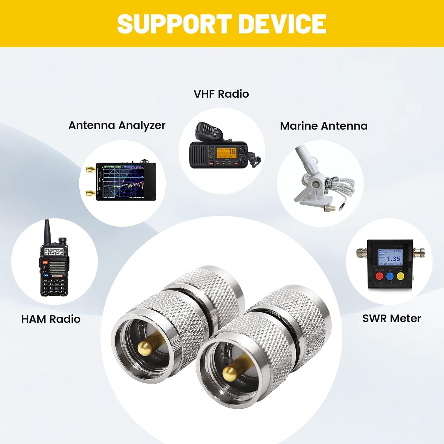 Conector Coaxial UHF Macho a Macho Anina 2 Pcs 50 Ohm