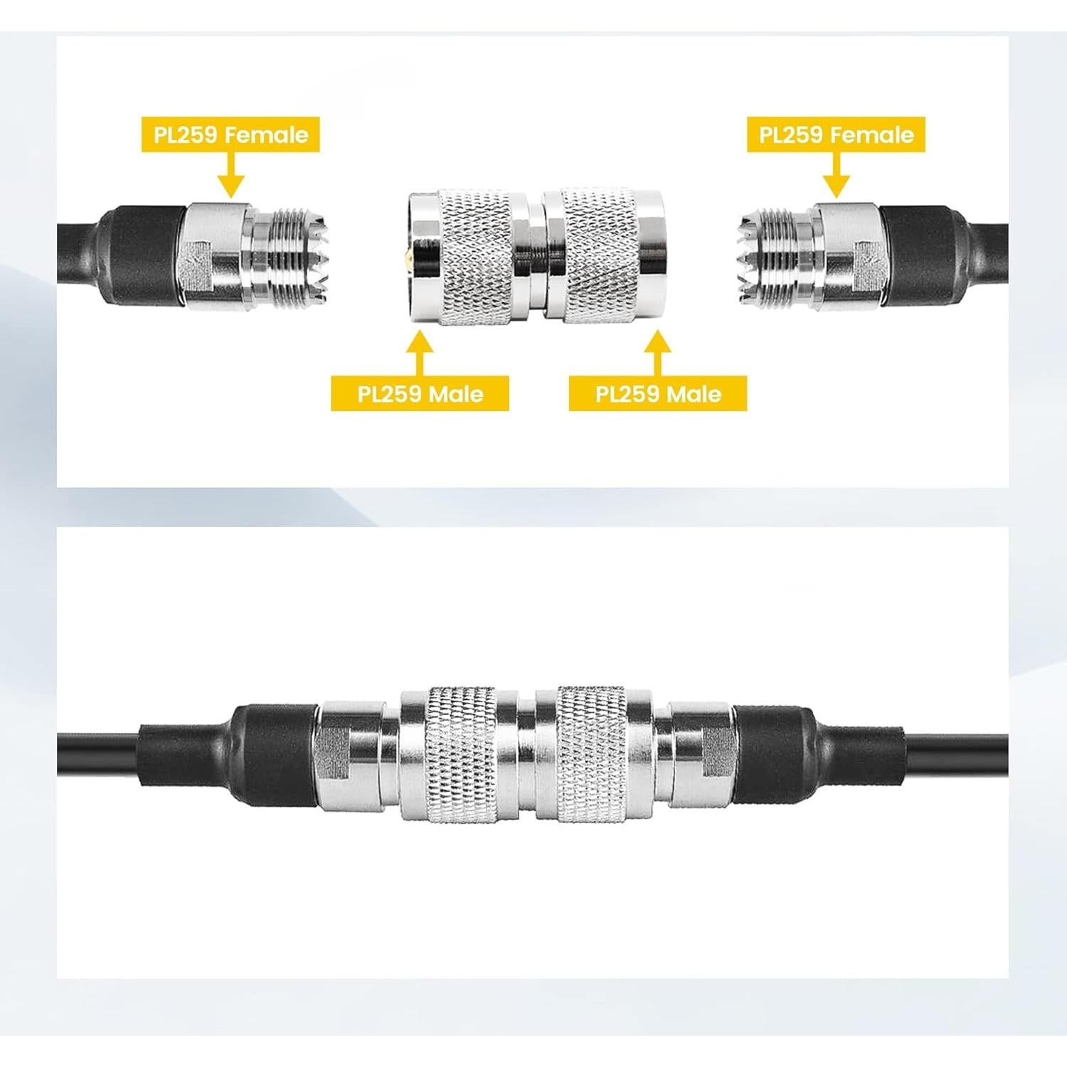 Conector Coaxial UHF Macho a Macho Anina 2 Pcs 50 Ohm