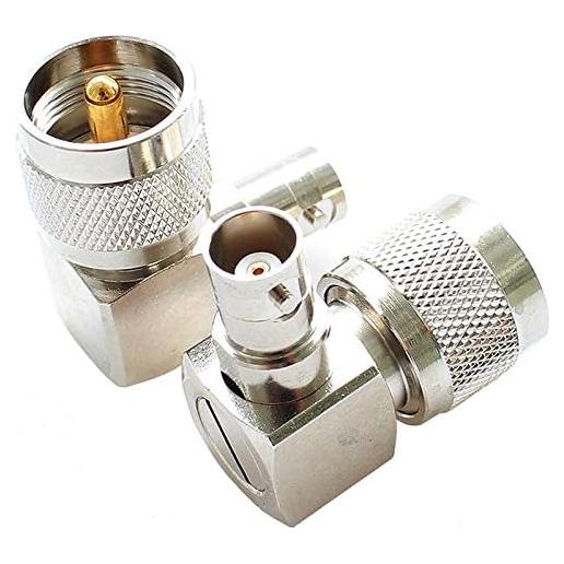 Adaptador Coaxial UHF PL259 a BNC 90° - Exgoofit (Paquete de 2)