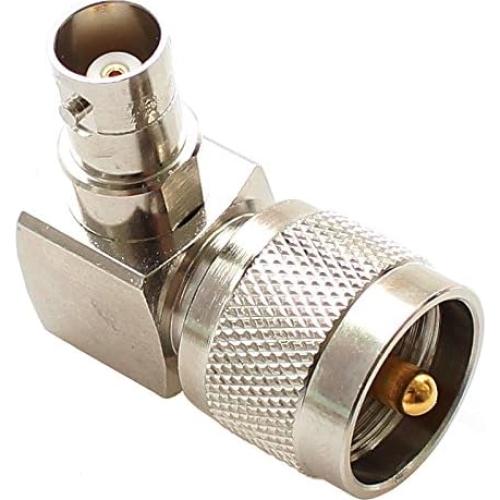 Adaptador Coaxial UHF PL259 a BNC 90° - Exgoofit (Paquete de 2)