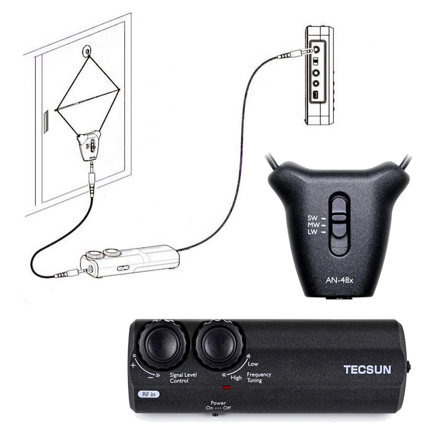 Antena de Radio Activa Tecsun AN-48X para AM/LW/SW