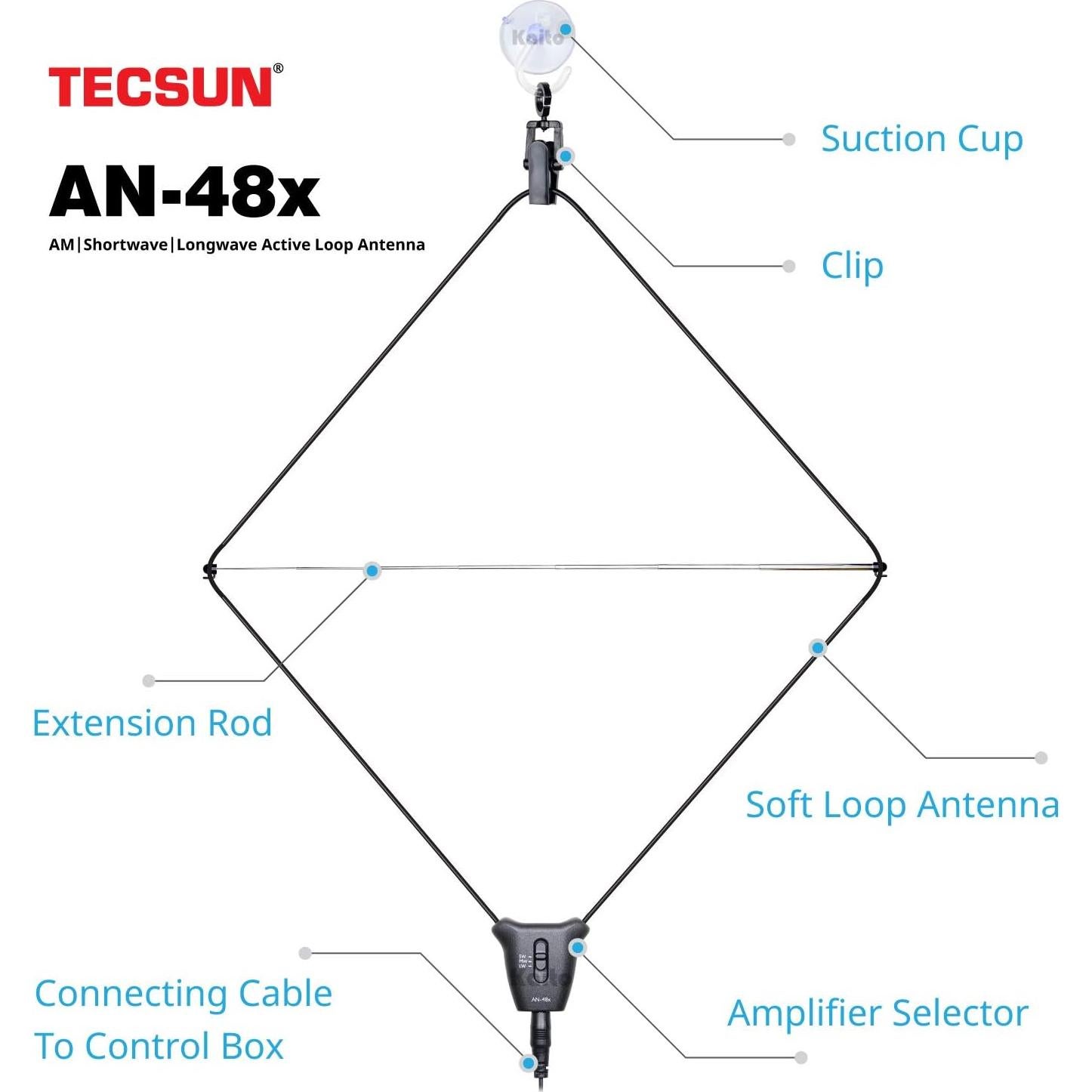Antena de Radio Activa Tecsun AN-48X para AM/LW/SW