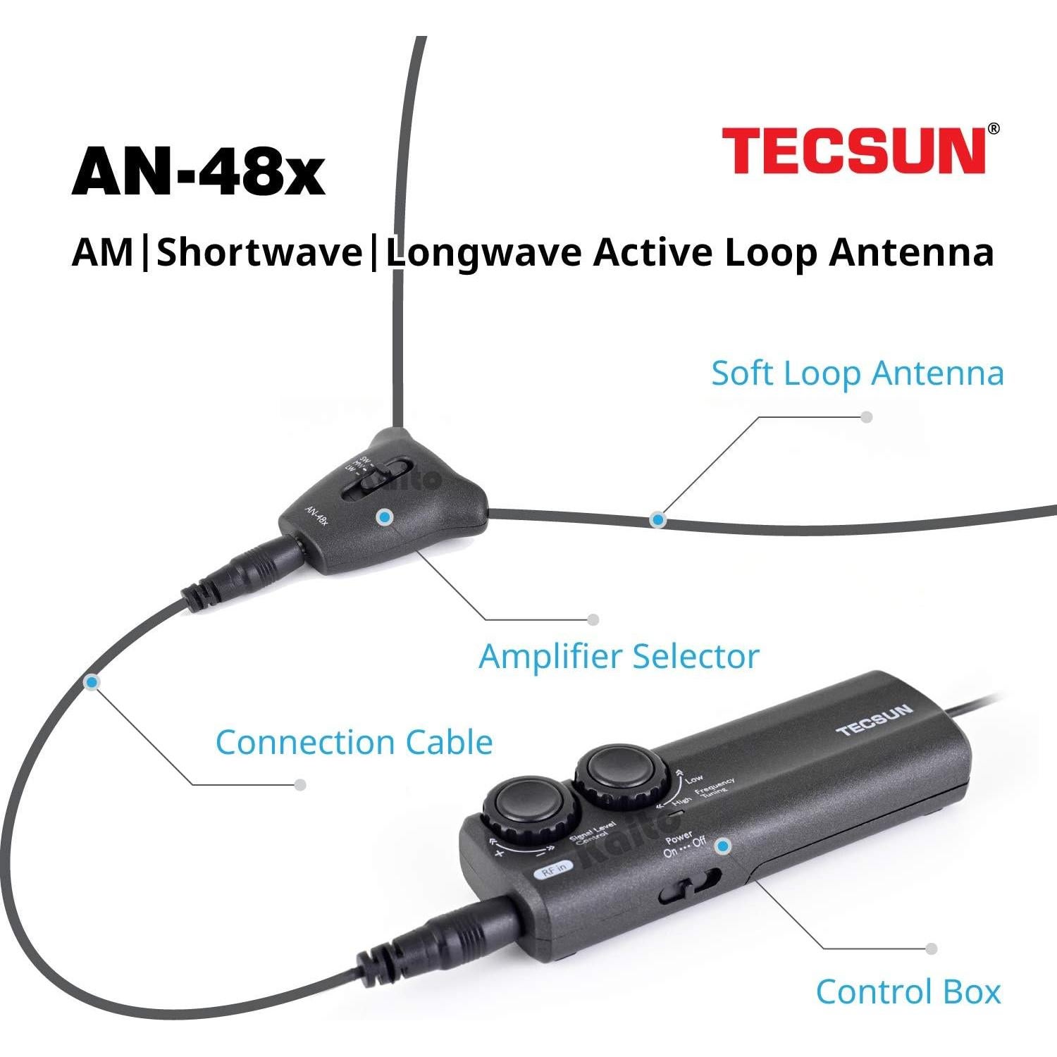 Antena de Radio Activa Tecsun AN-48X para AM/LW/SW