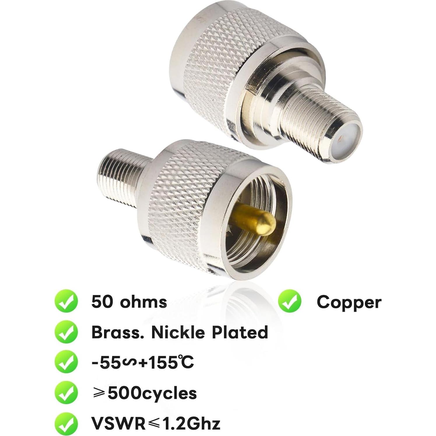 Adaptador Coaxial Boobrie UHF Macho a F Hembra 2-Pack