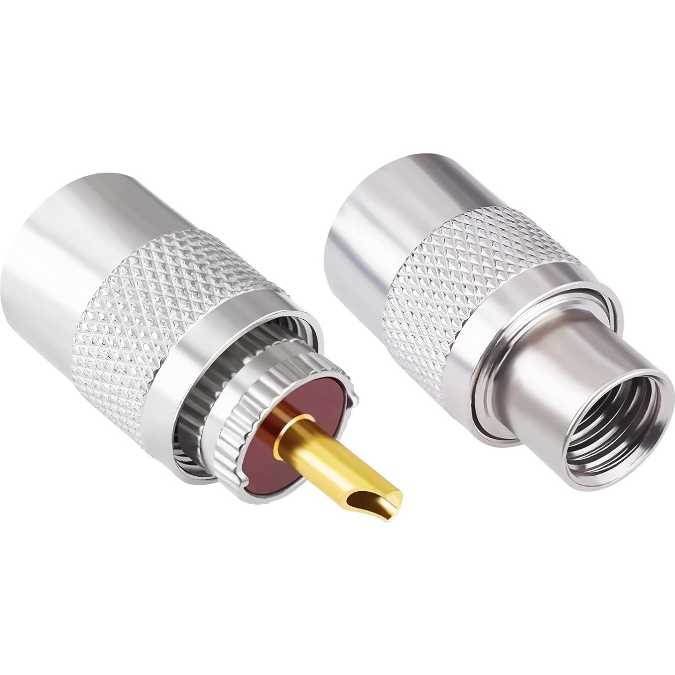 Conectores Coaxiales Goupchn PL259 UHF Macho 50 Ohm Paquete de 2