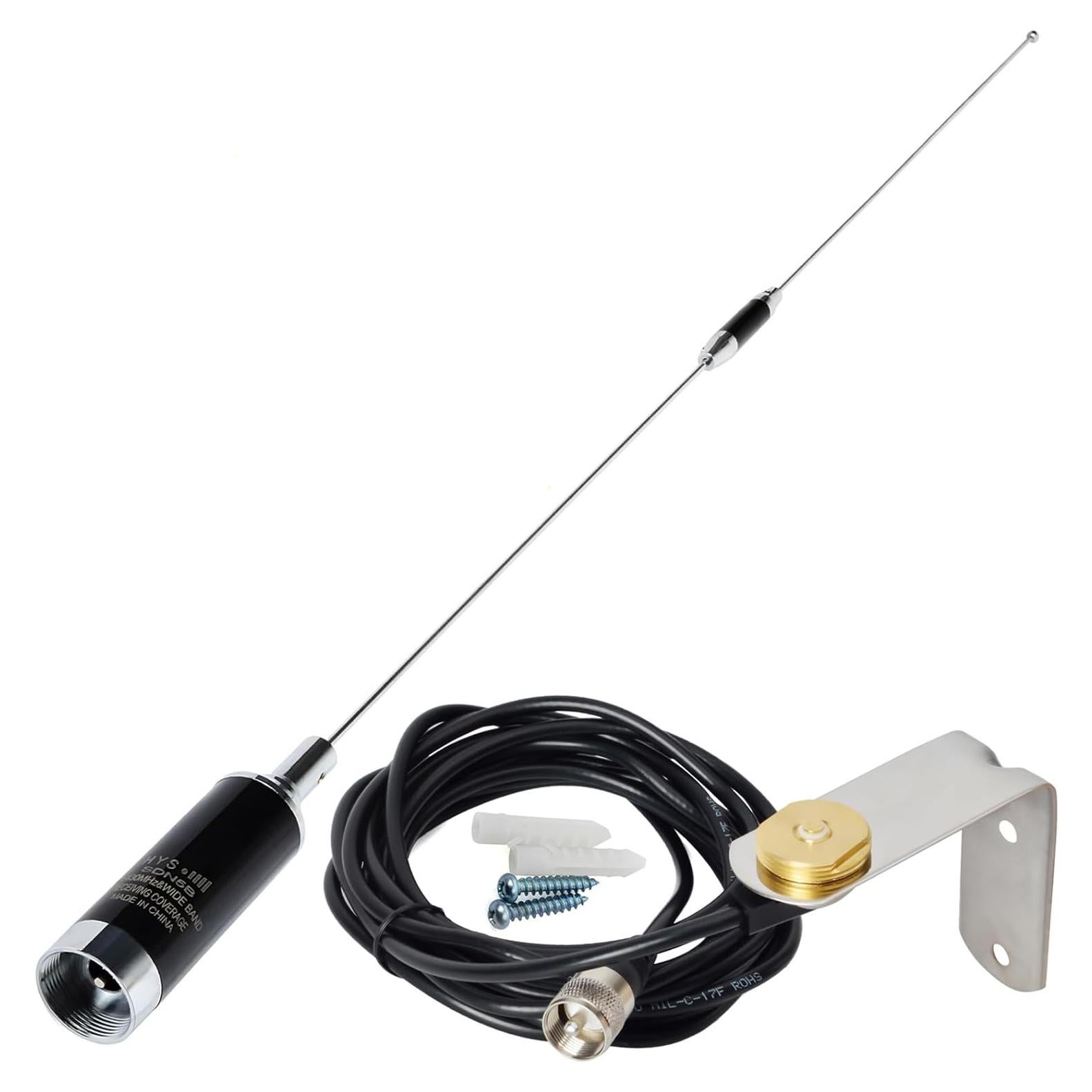 Antena NMO Doble Banda HYS 37.9" VHF UHF 144/430MHz con Soporte