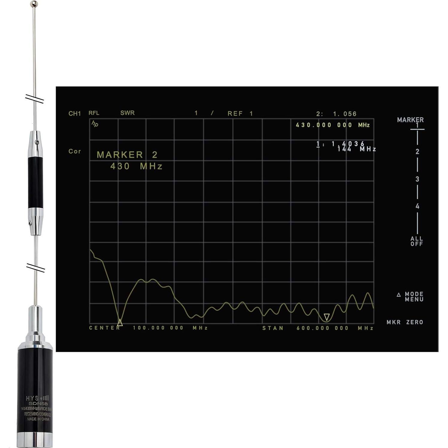 Antena NMO Doble Banda HYS 37.9" VHF UHF 144/430MHz con Soporte