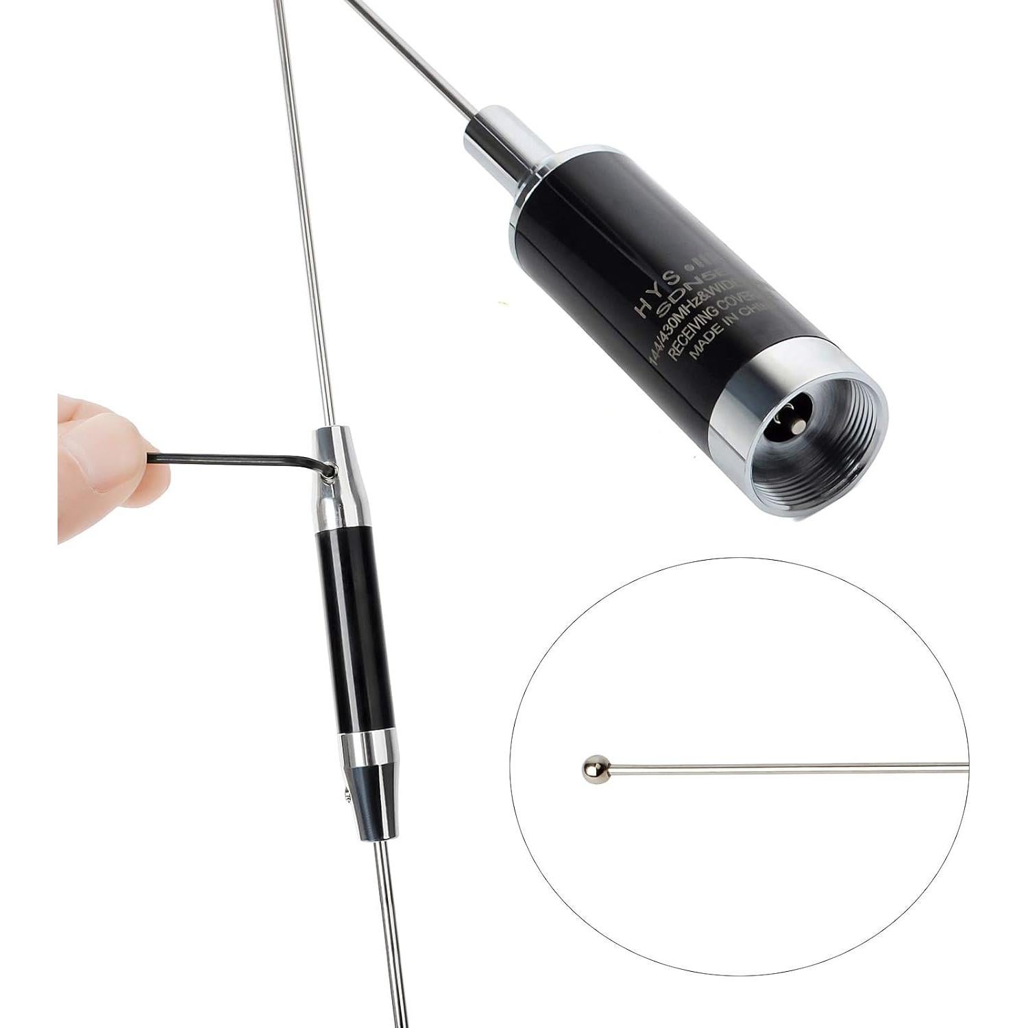 Antena NMO Doble Banda HYS 37.9" VHF UHF 144/430MHz con Soporte