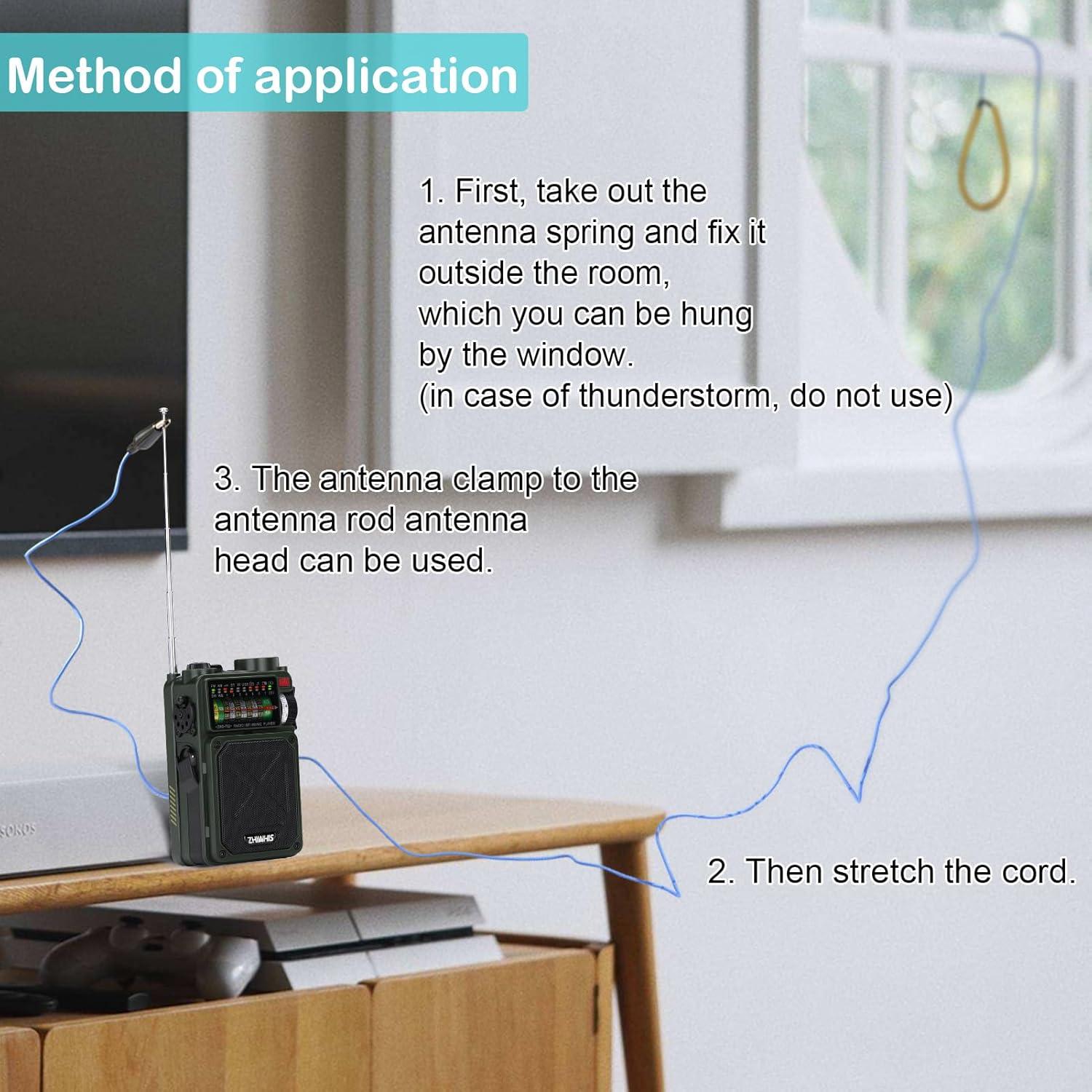Antena Externa ZHIWHIS AN-10 de 3m con Clip Cocodrilo