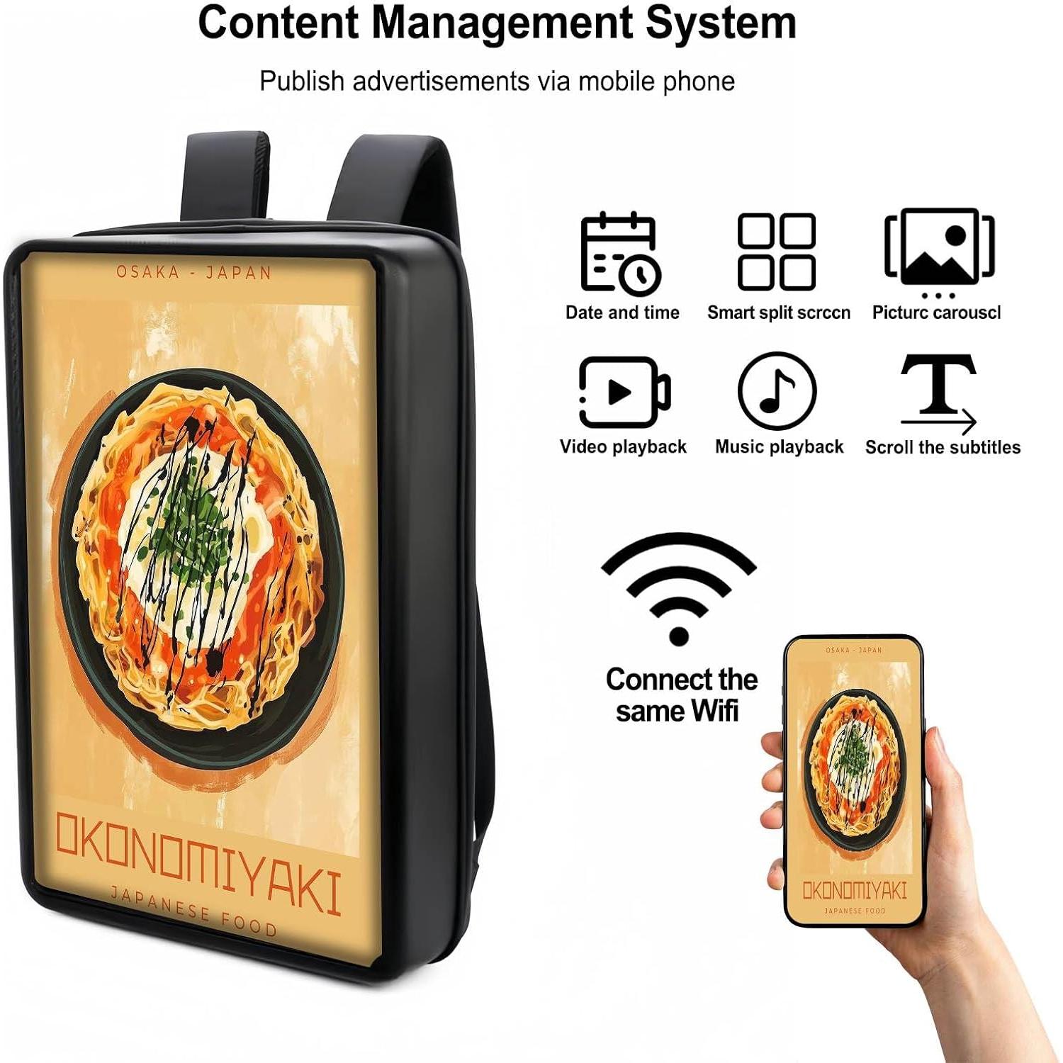 Mochila Publicitaria Digital Pyimgus 21.5" Pantalla Táctil IP65